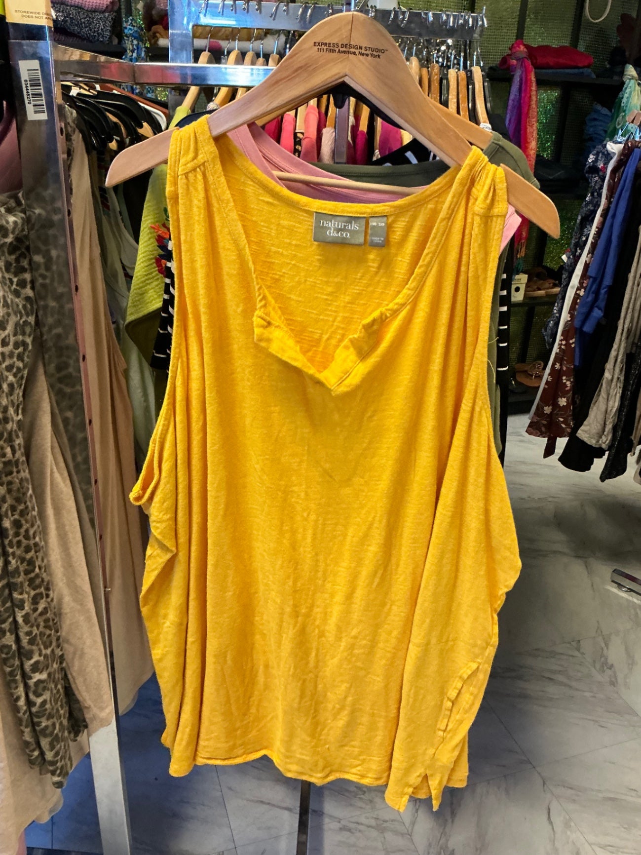 D & Co Sleeveless Top 5X Yellow