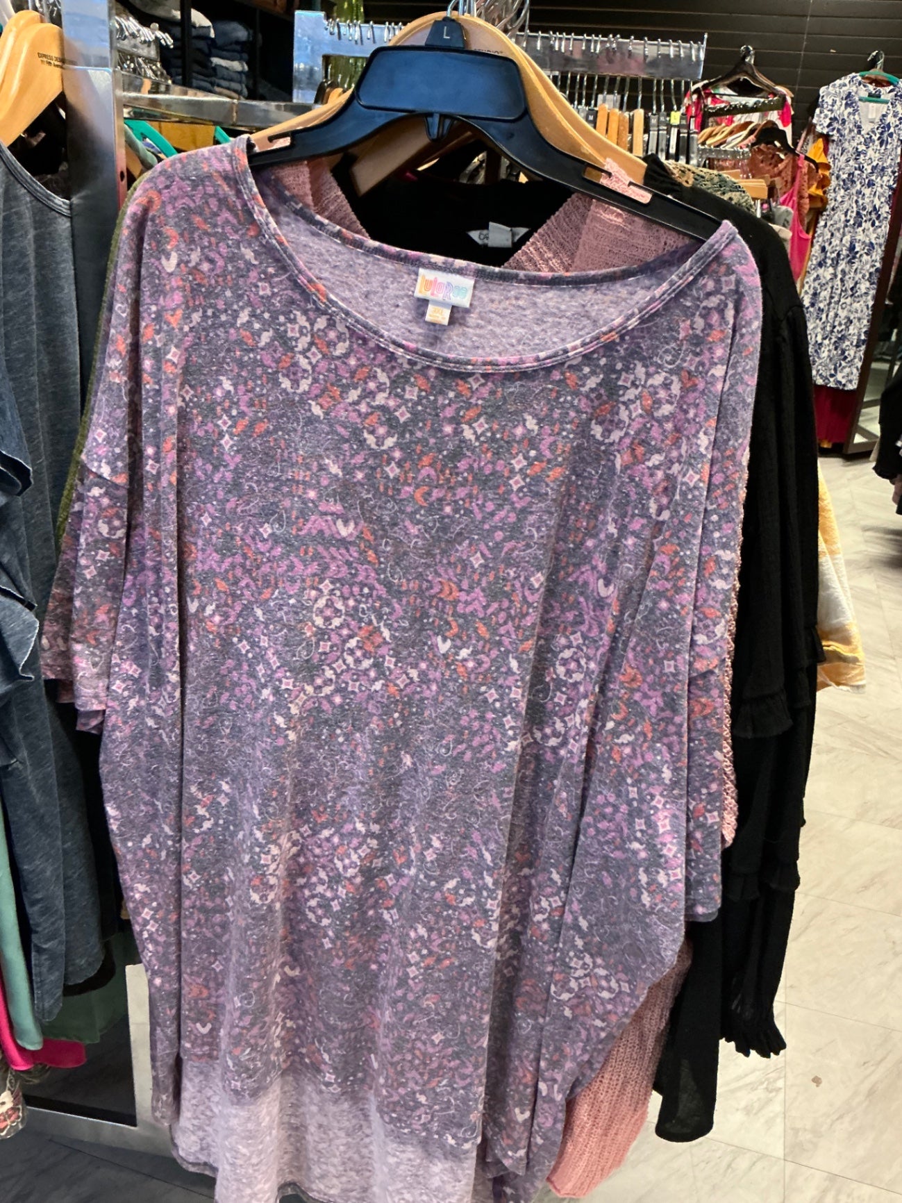 LuLaRoe Tunic Top 3X Purple Multi