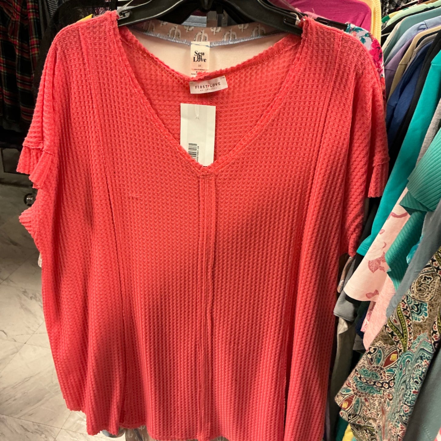 First Love Tunic Top 3X Coral NWT