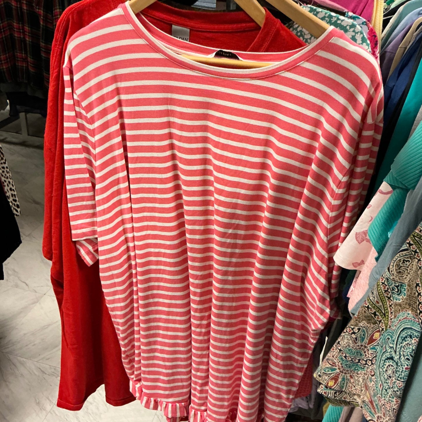 Isaac Mizrahi Live! Blouse 5X Pink and White