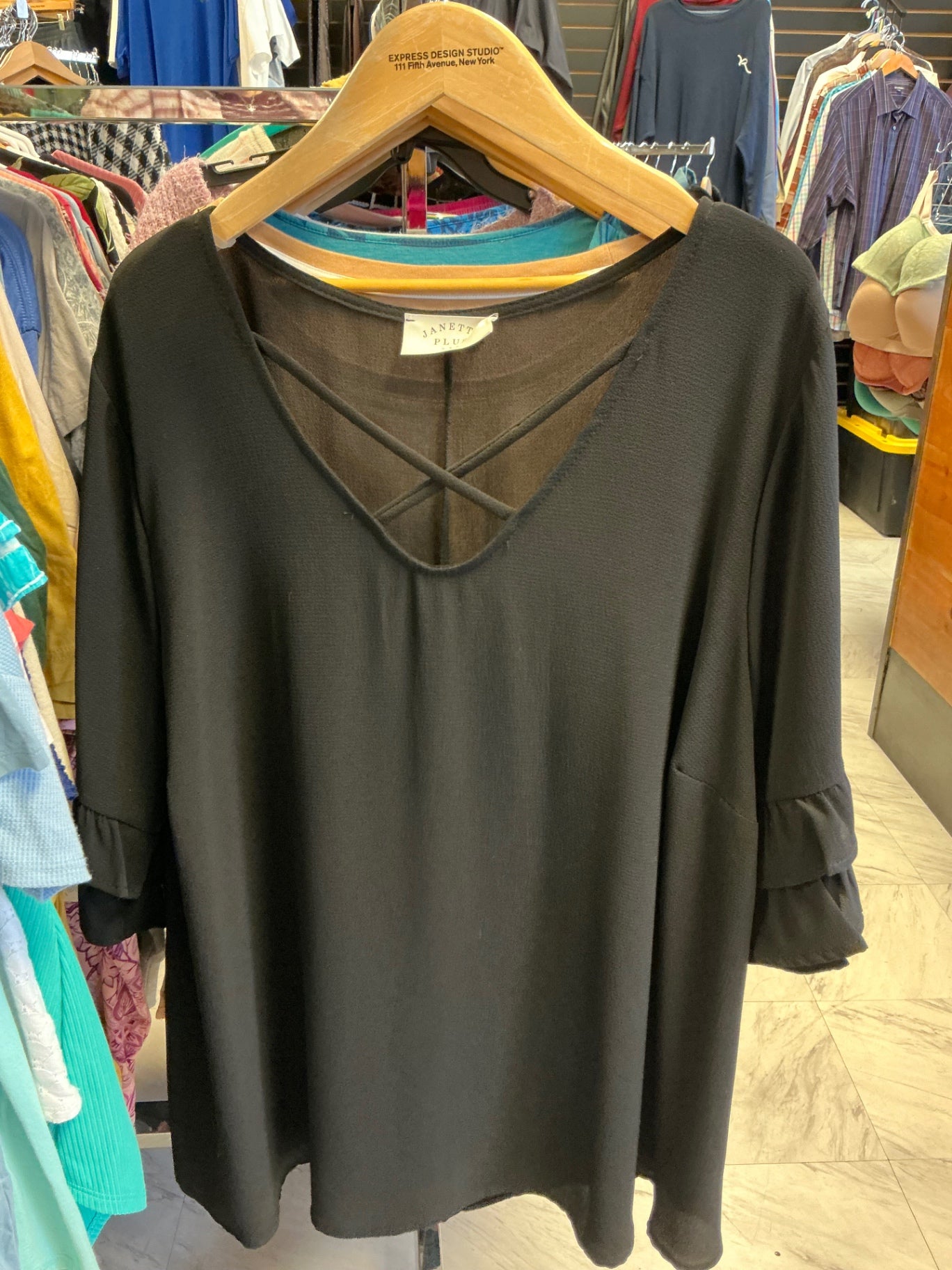 Janette Plus Blouse 2X Black