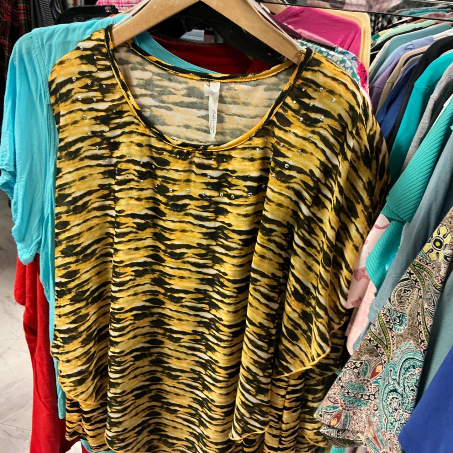 NY Collection Blouse 2X Yellow and black