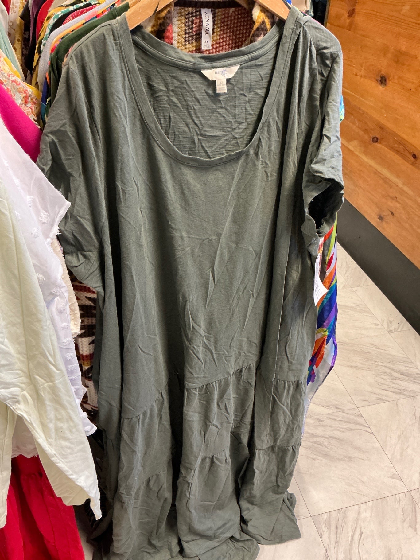 Terra & Sky Maxi Dress 2X Olive Green