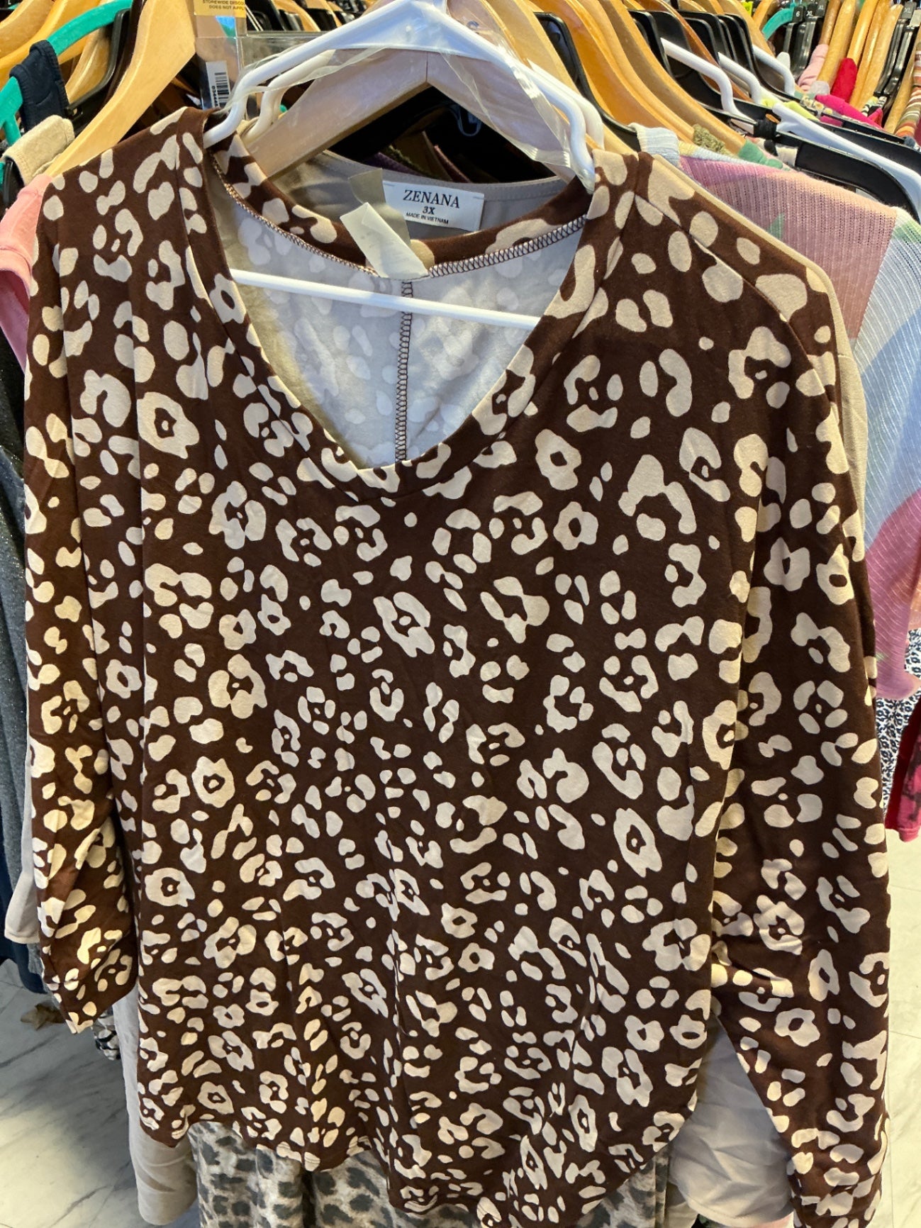 Honeyme Curvy Long Sleeve Shirt XXXL Leopard Print NWOT