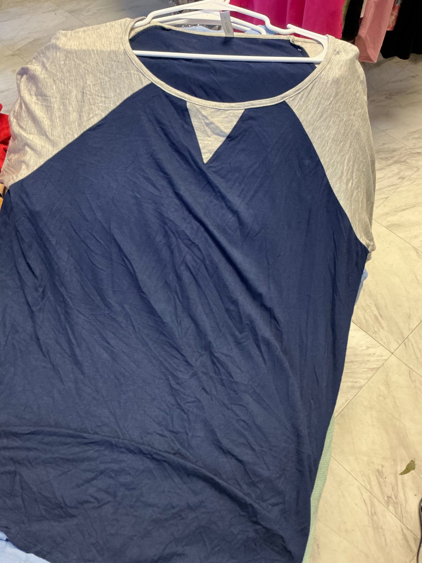Emerald Baseball Tee 3X Navy and Gray NWOT