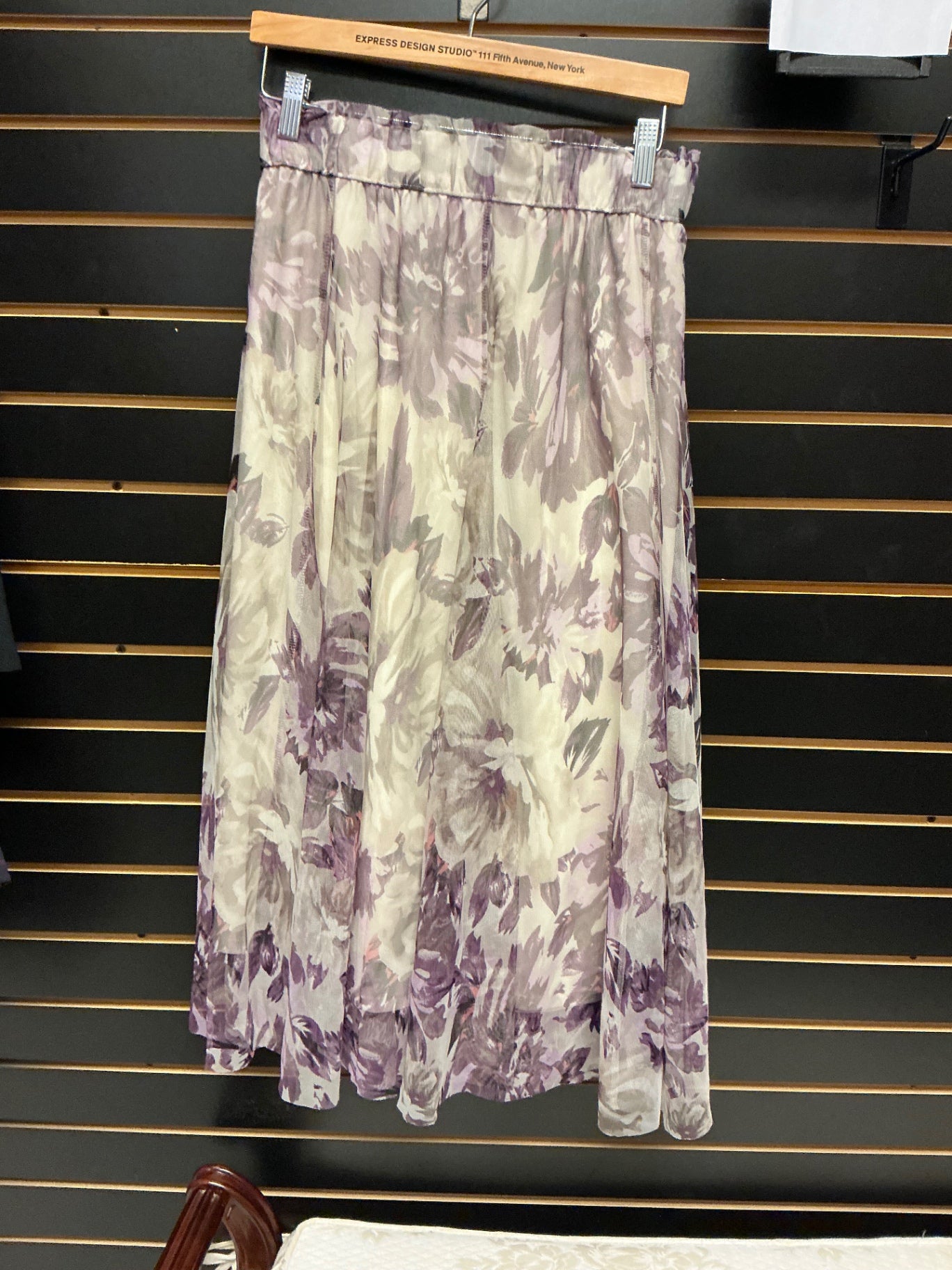 EST. 1946 Midi Skirt 22/24 Purple and Cream Floral