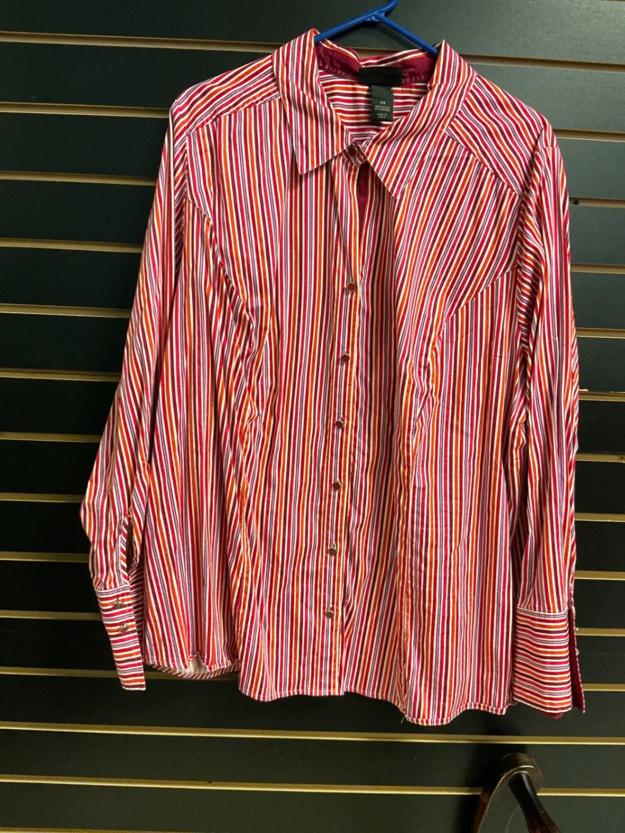 Lane Bryant Shirt 28 Red with white stripes