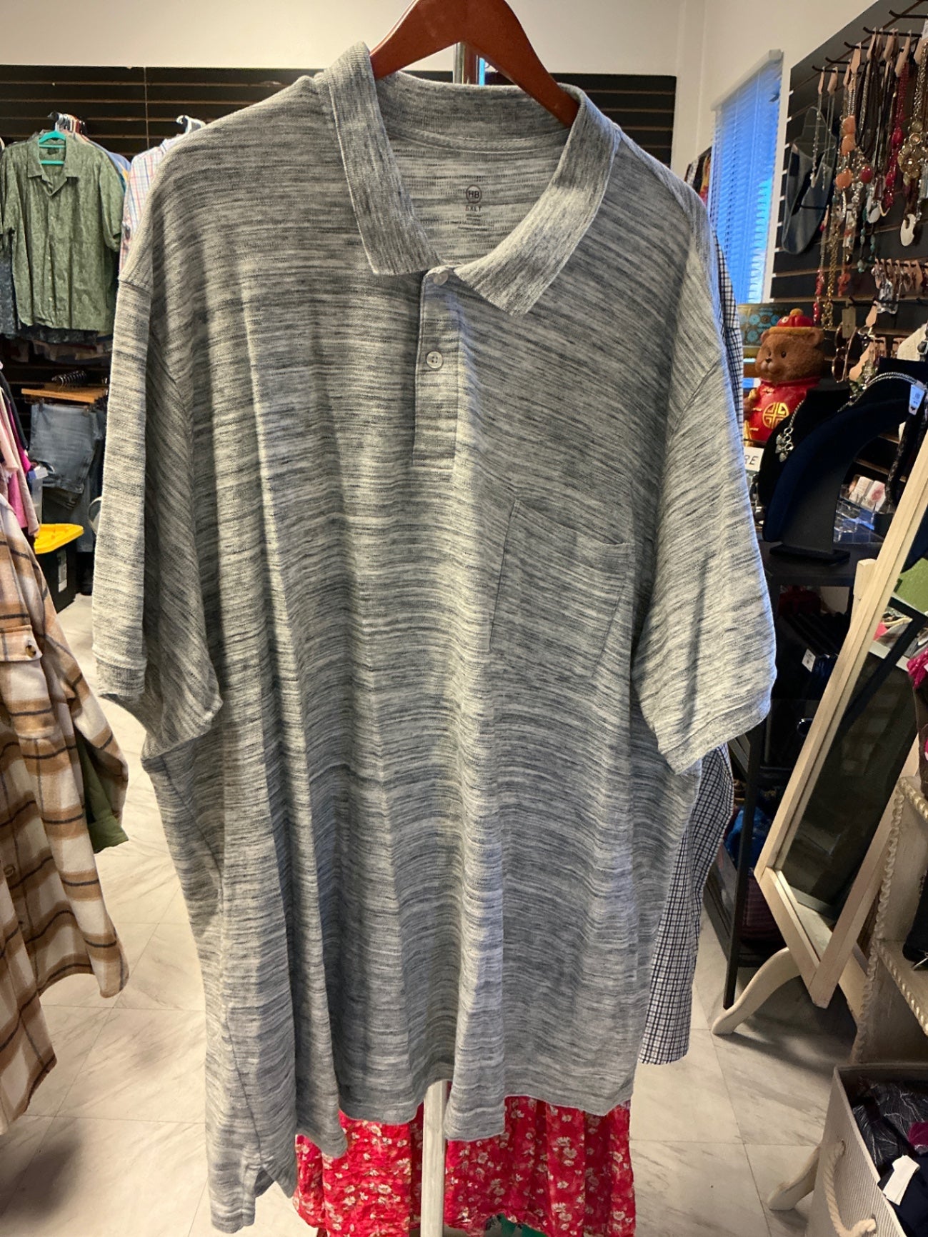 HB Polo Shirt 5XLT Gray