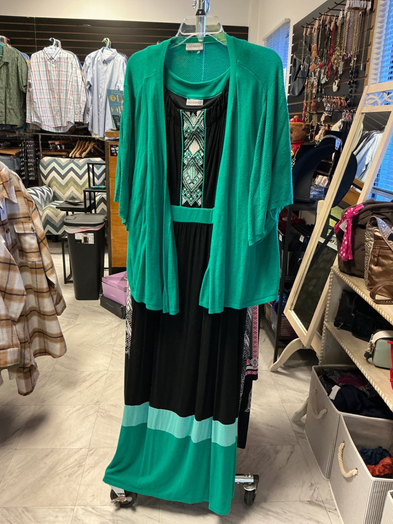 Catherine’s Dress with Cardigan 3XL Turquoise and Black