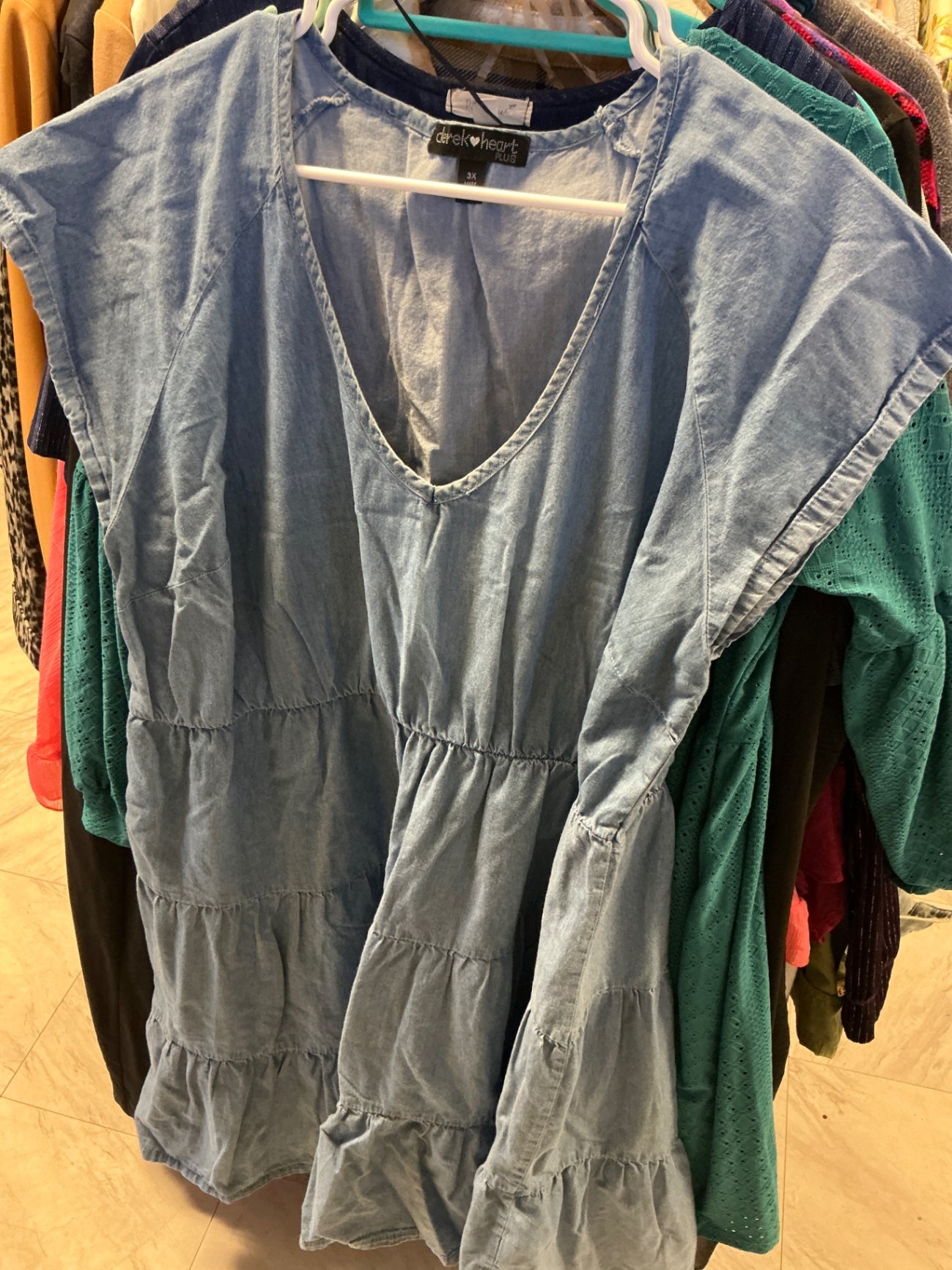 Derek Heart Dress 3X Light Blue