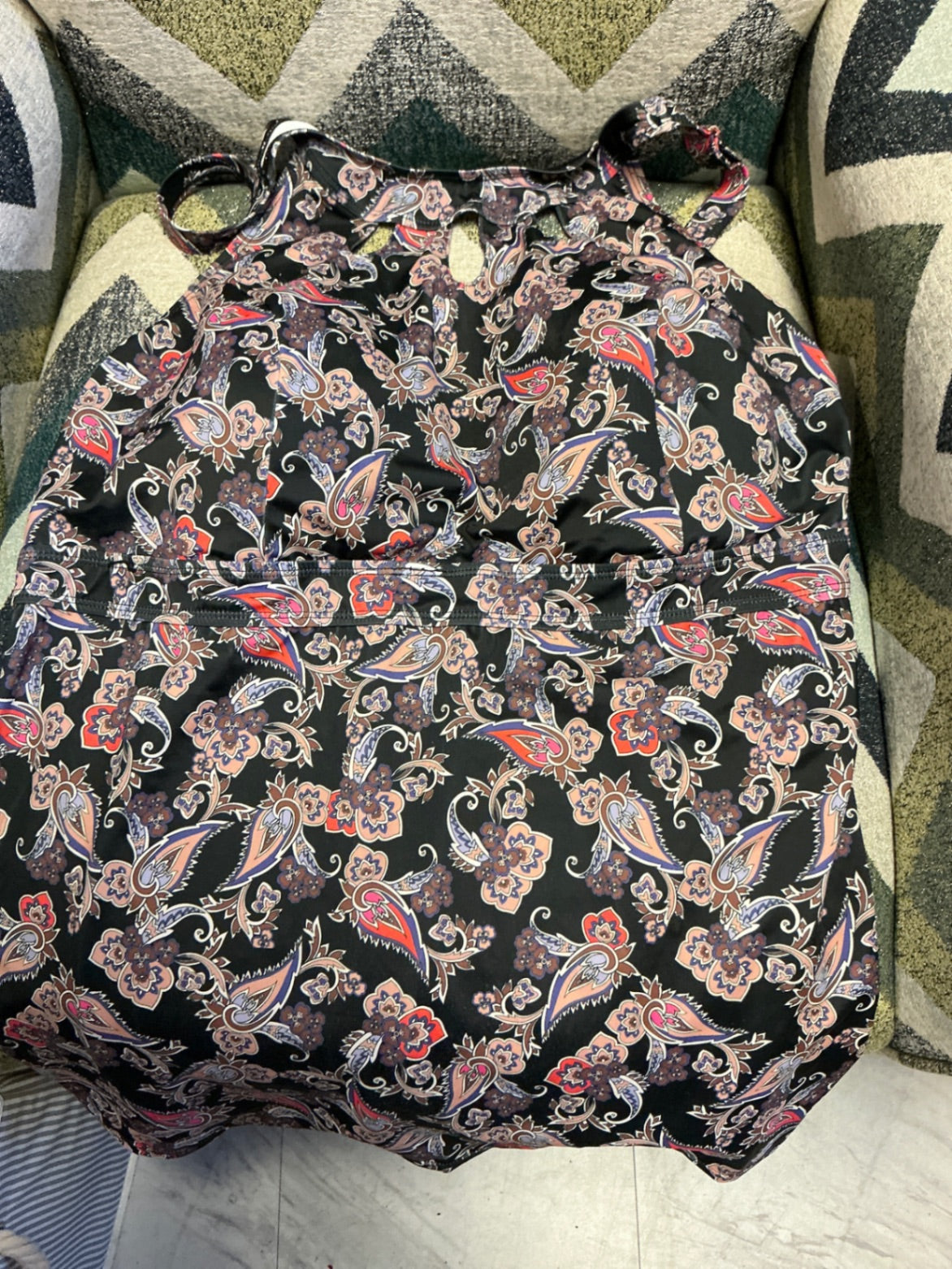 Unknown Tankini 24 Black with Multicolor Paisley Print
