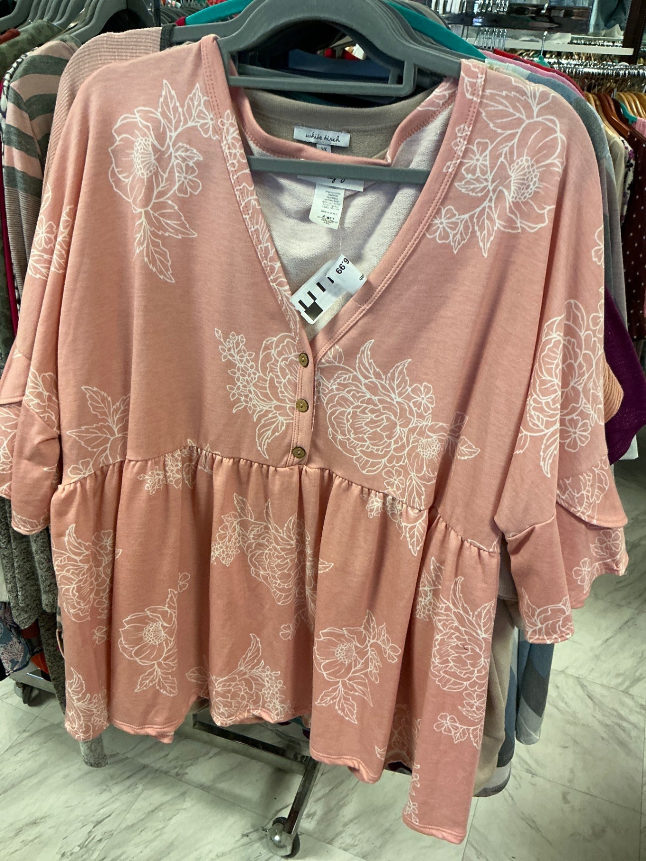 Lovely J Blouse 3X Dusty Pink NWT