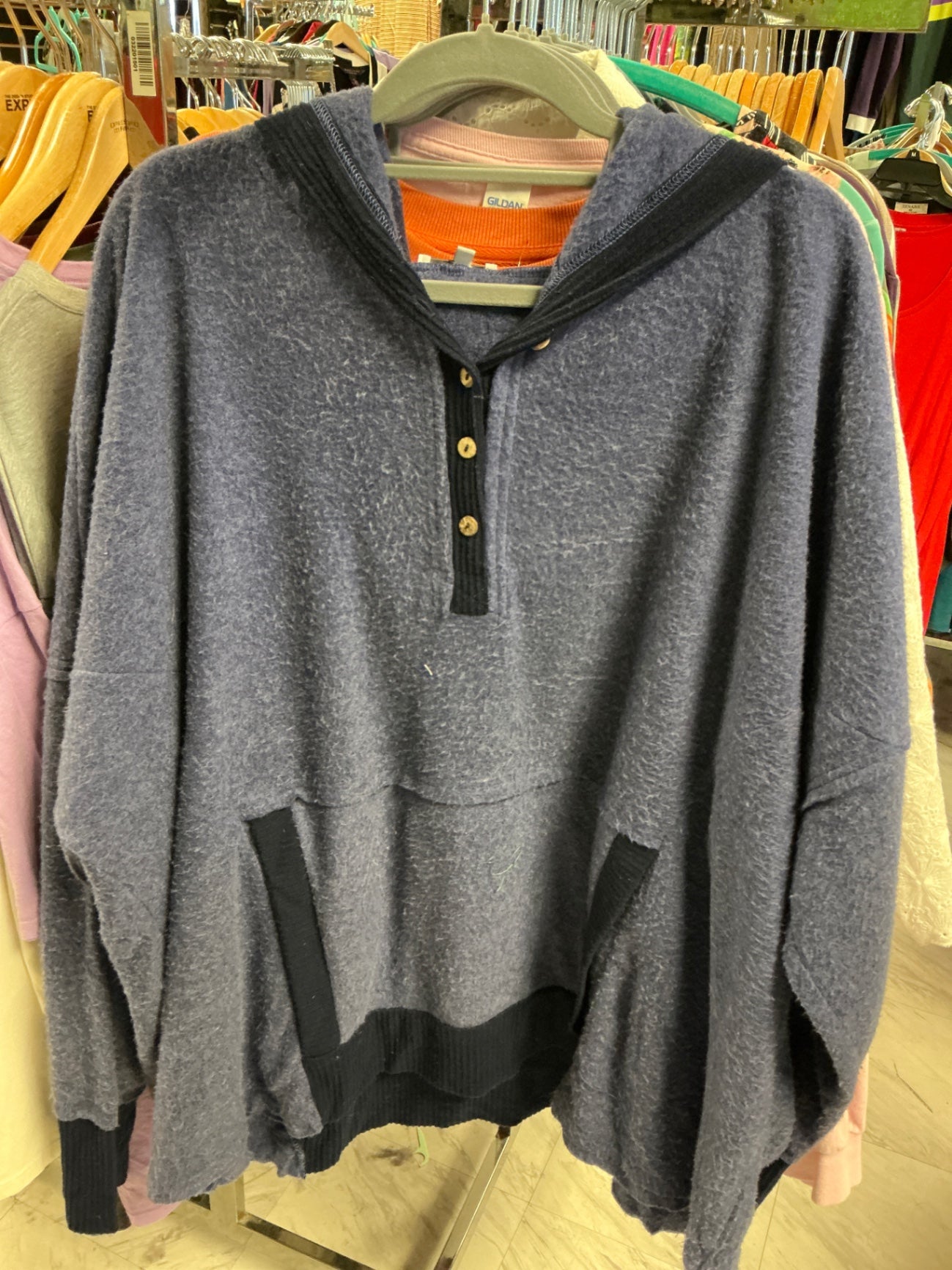White Birch Hooded Sweater 3X Blue