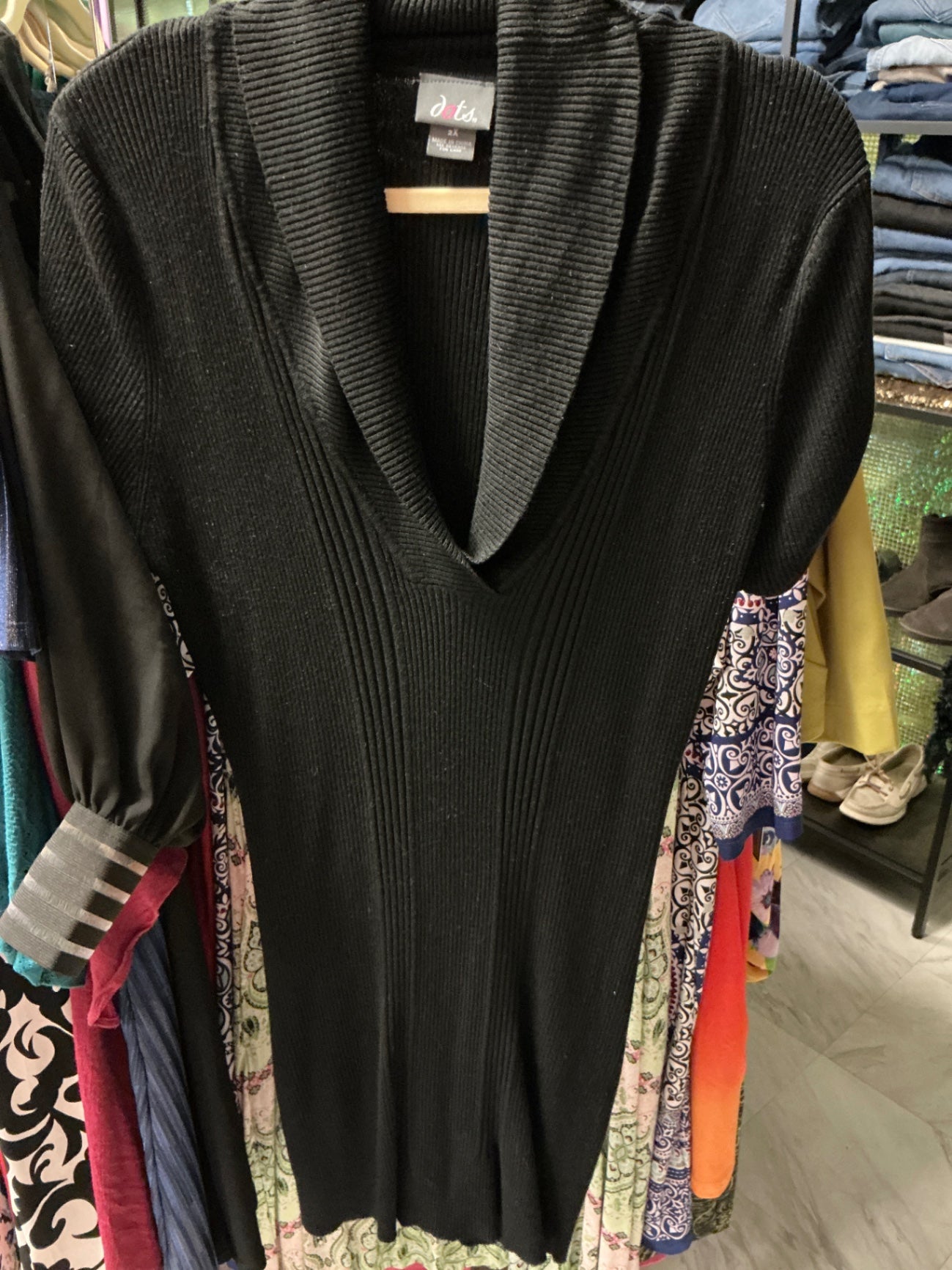 Dots Sweater Dress 2X Black
