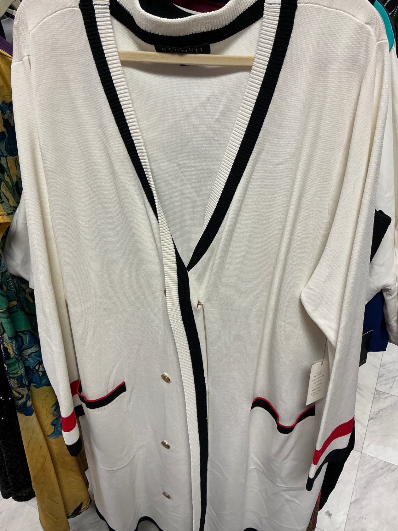 Eloquii Sweater Dress 26/28w White with black and red accents