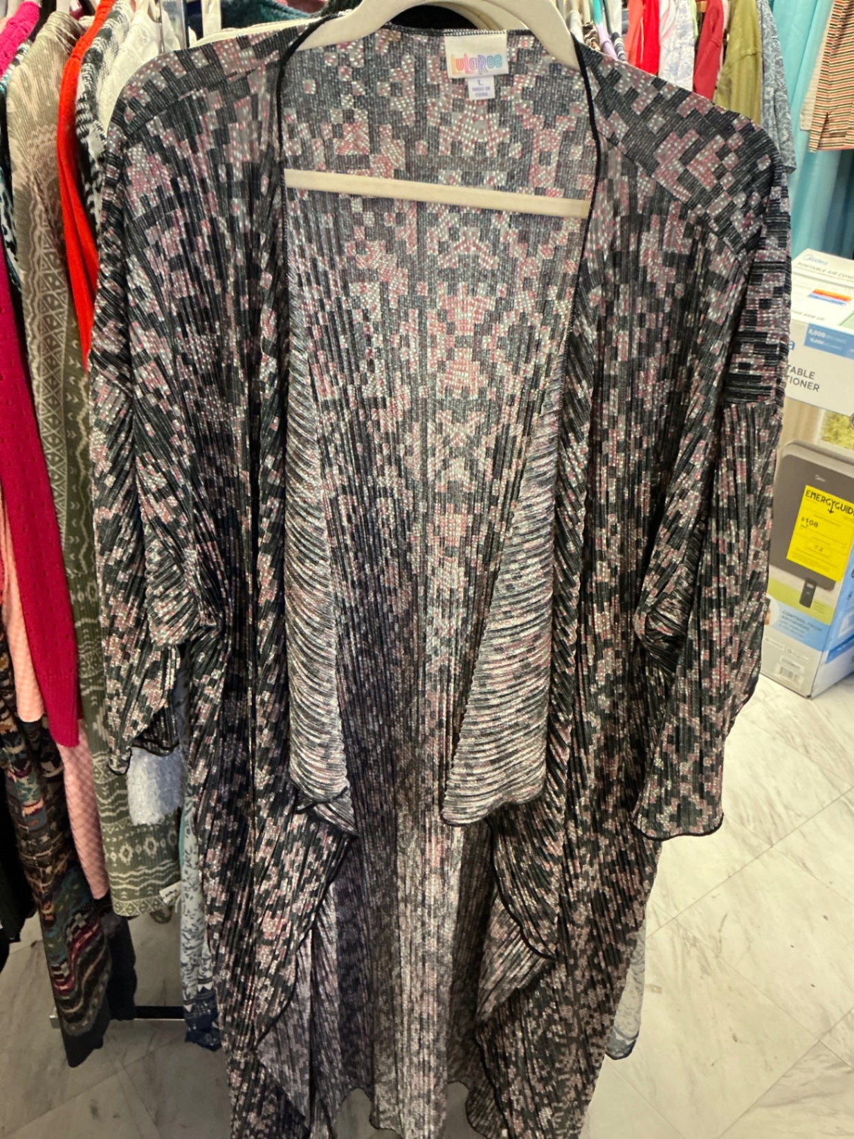 LuLaRoe Kimono L Black and Pink NWOT