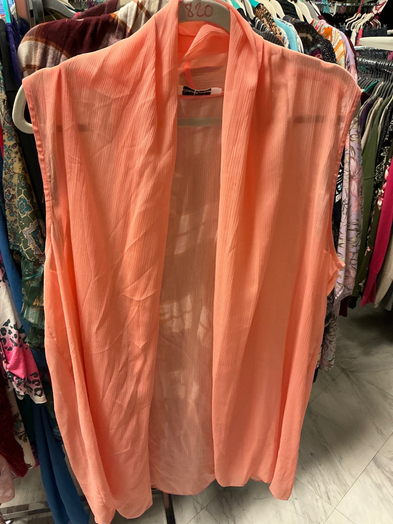 Joan Rivers Sleeveless Kimono XL Coral