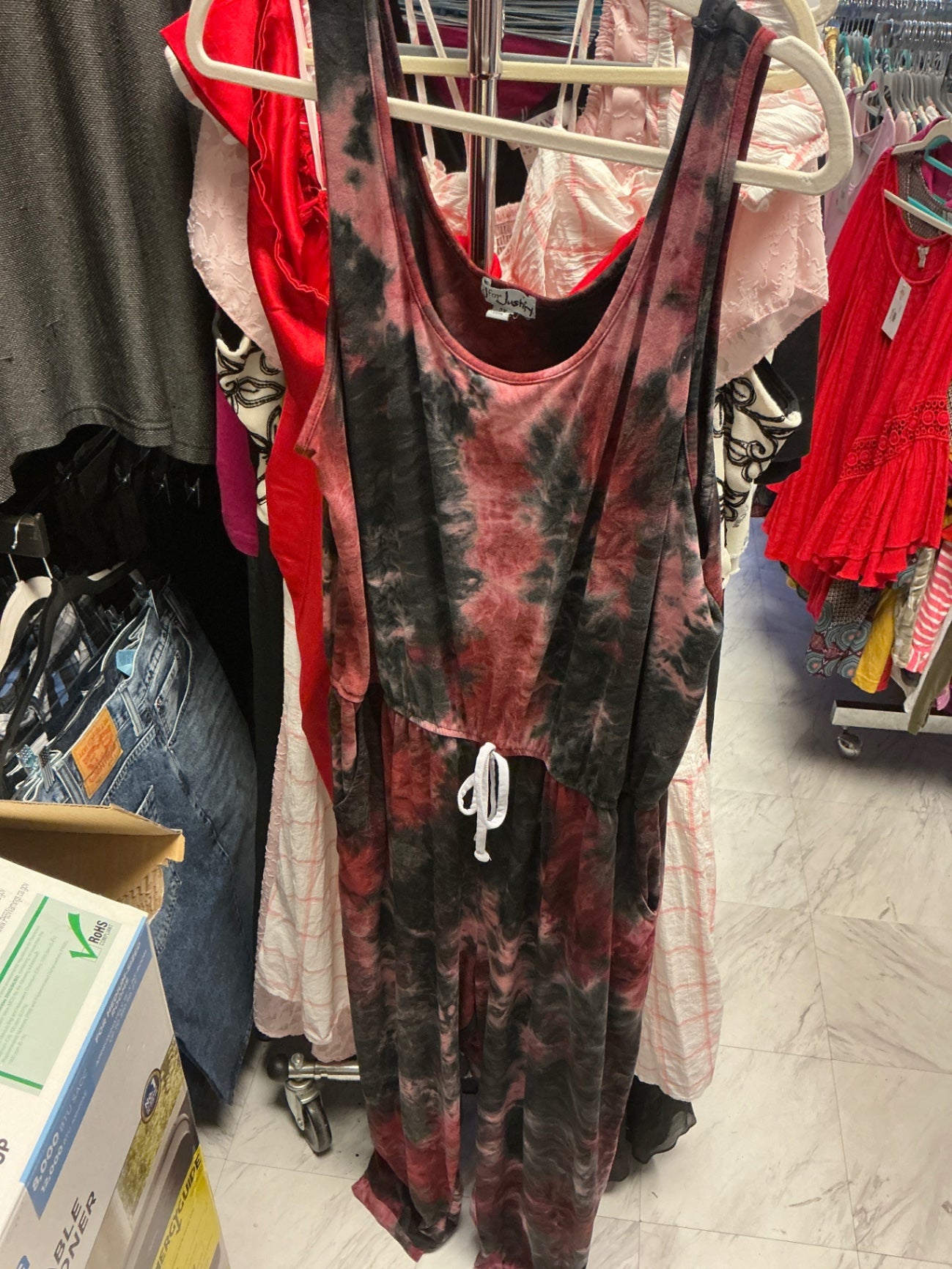 J for Justify Jumpsuit 2X Pink and Black Tie-Dye