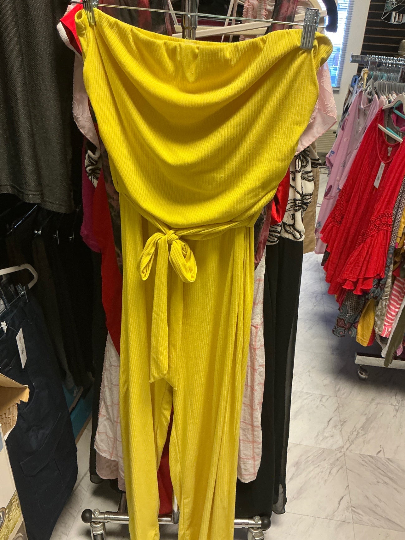 Urban Rose Strapless Jumpsuit 2X Yellow