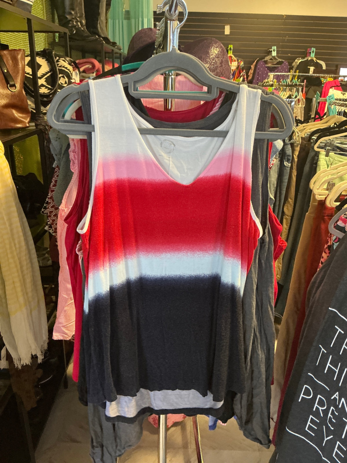 Maurices Tank Top XL Red, White, Navy