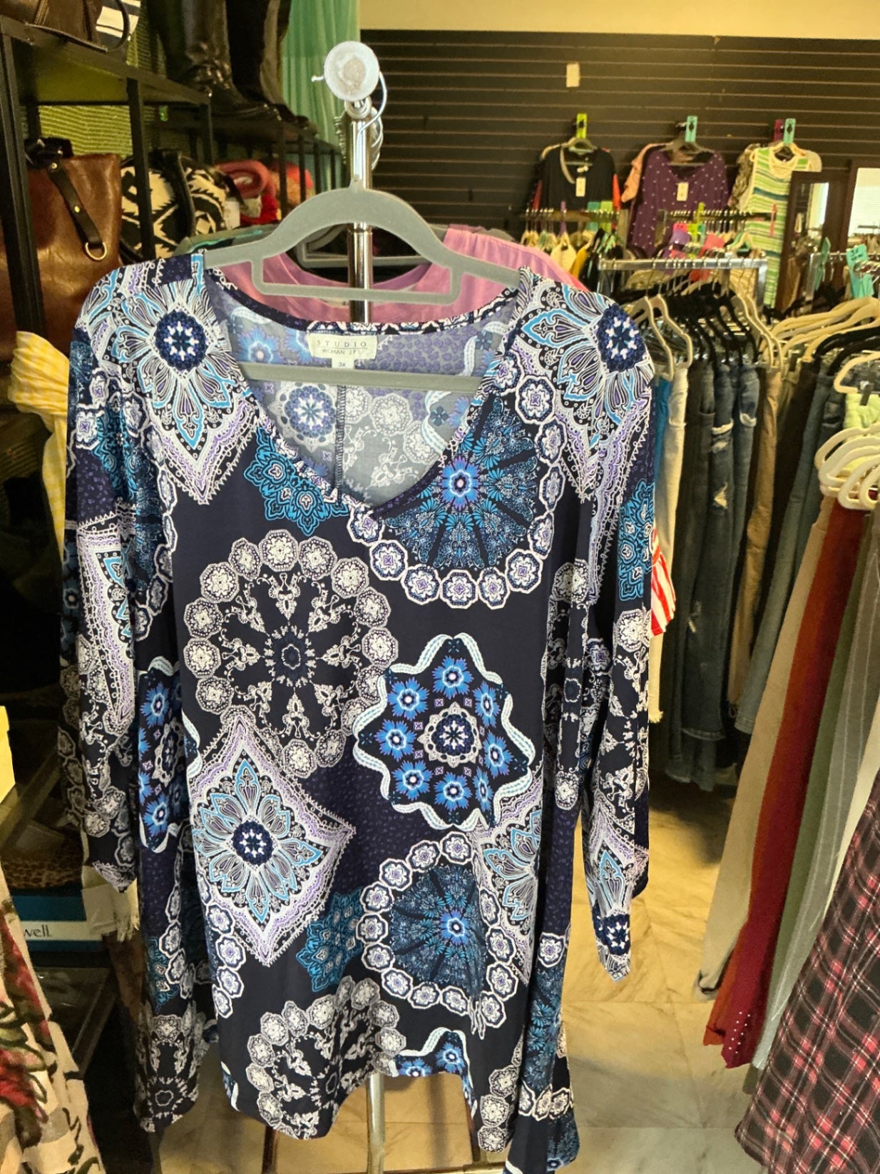 Studio Blouse 3X Navy Blue