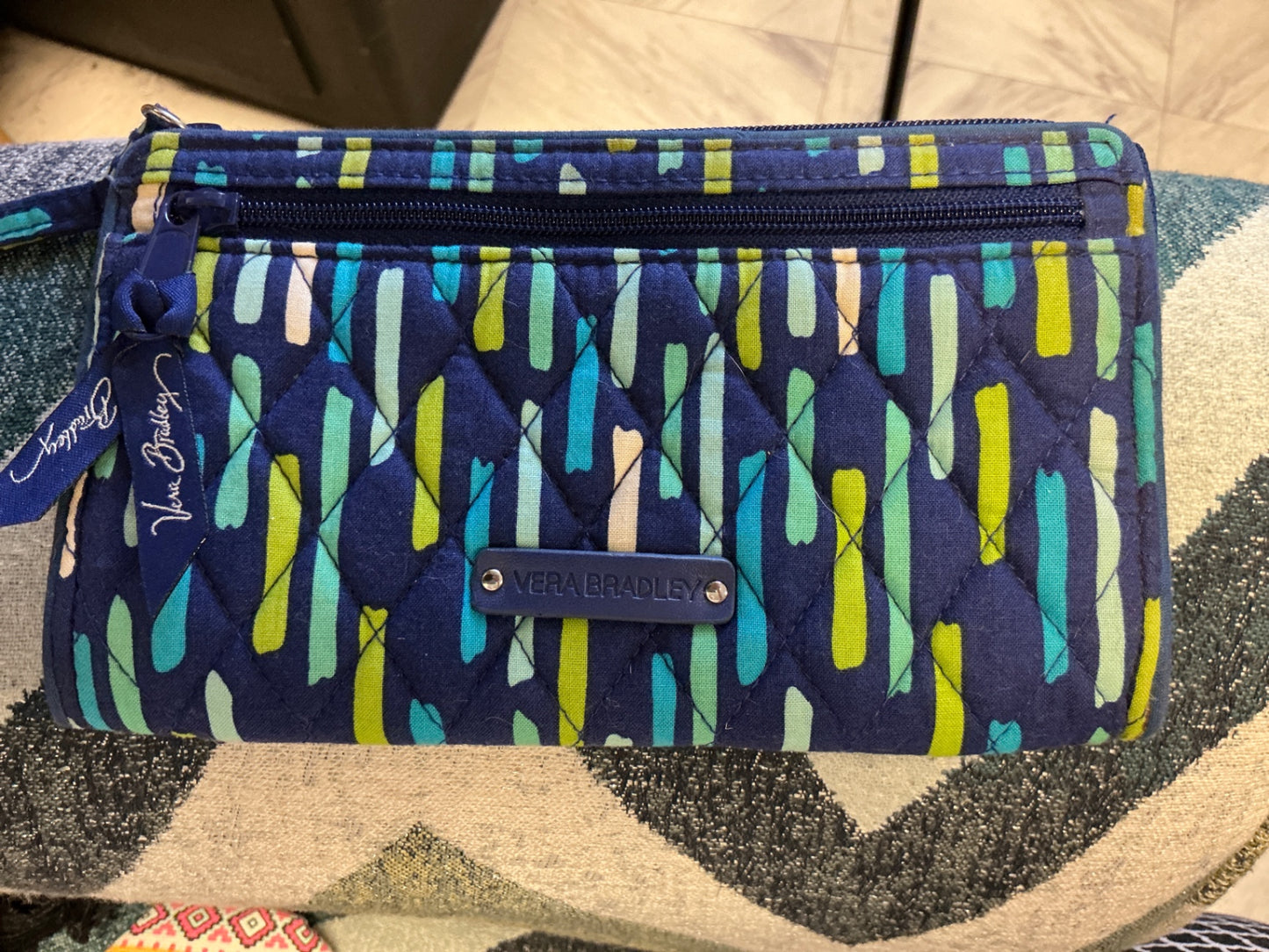 Vera Bradley Wristlet Navy Blue with Multicolor Patterns