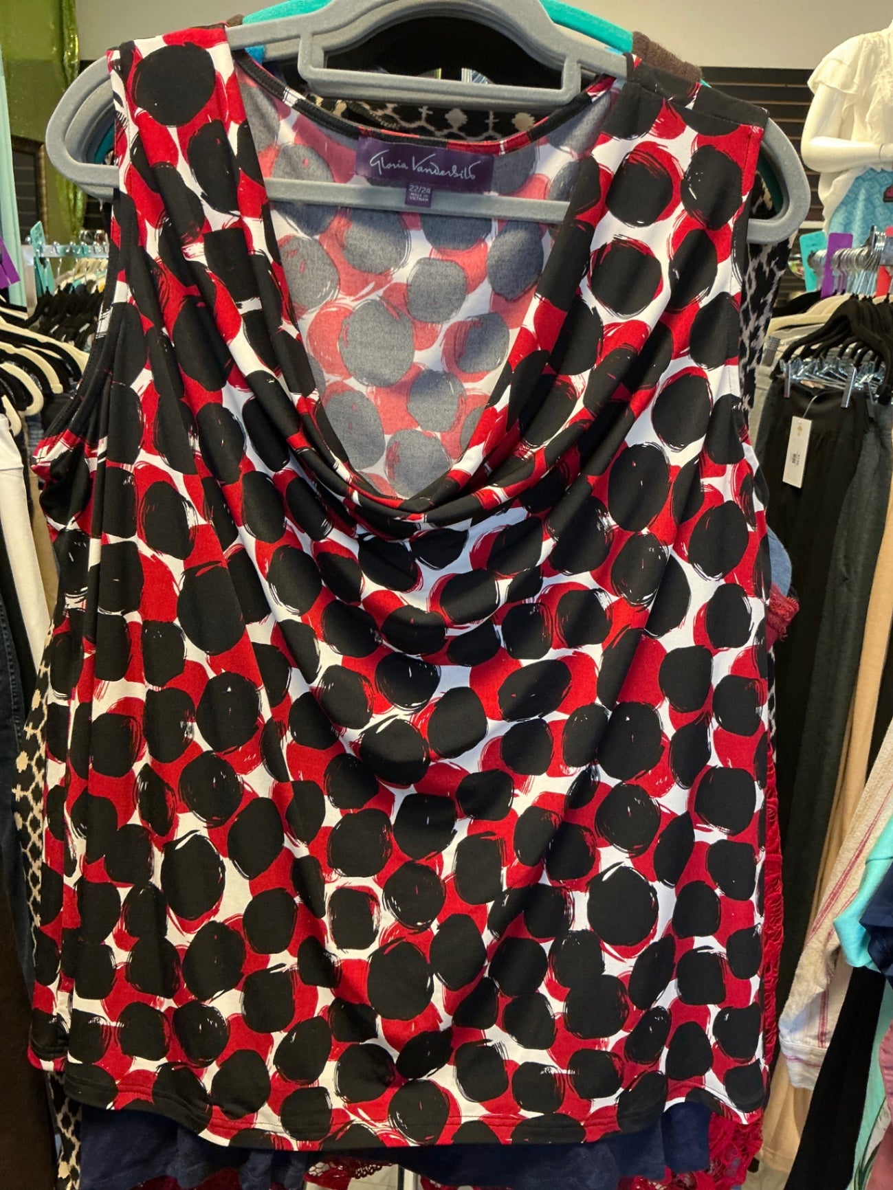 Gloria Vanderbilt Sleeveless Top 22/24 Red, Black, White