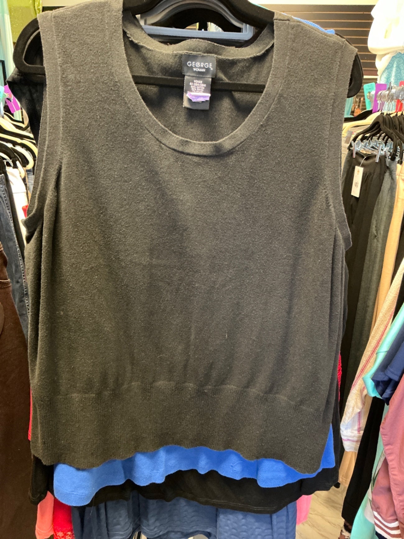 George Sweater Vest 4X Black with Blue