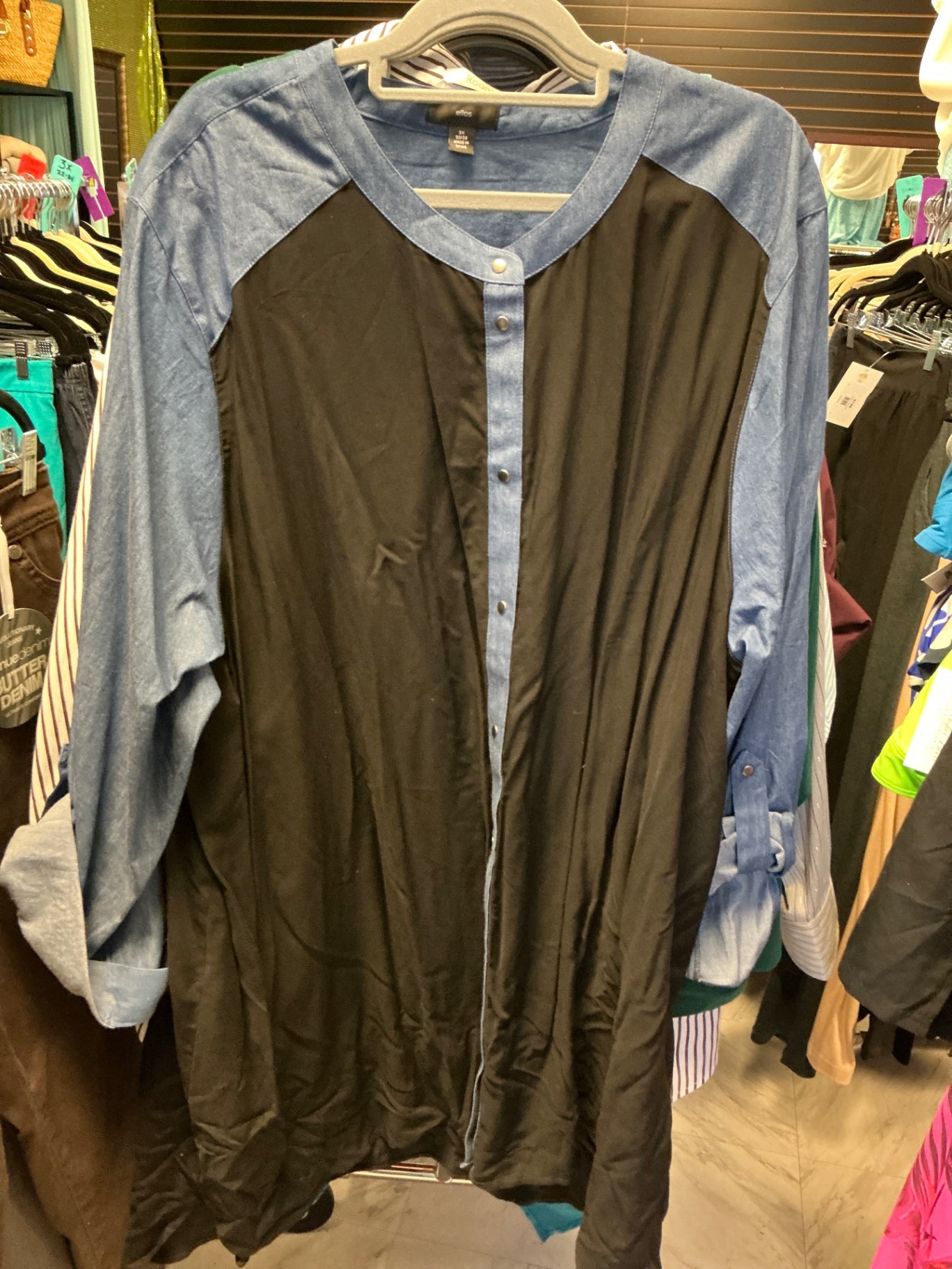 Ellos Shirt 3X Black and Blue