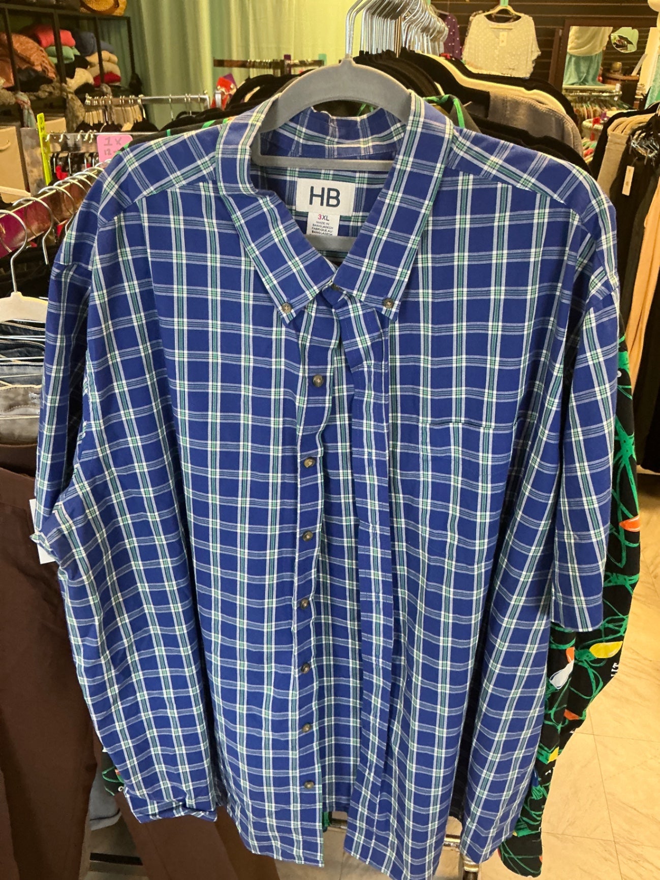 HB Button-Up Shirt 3XL Blue