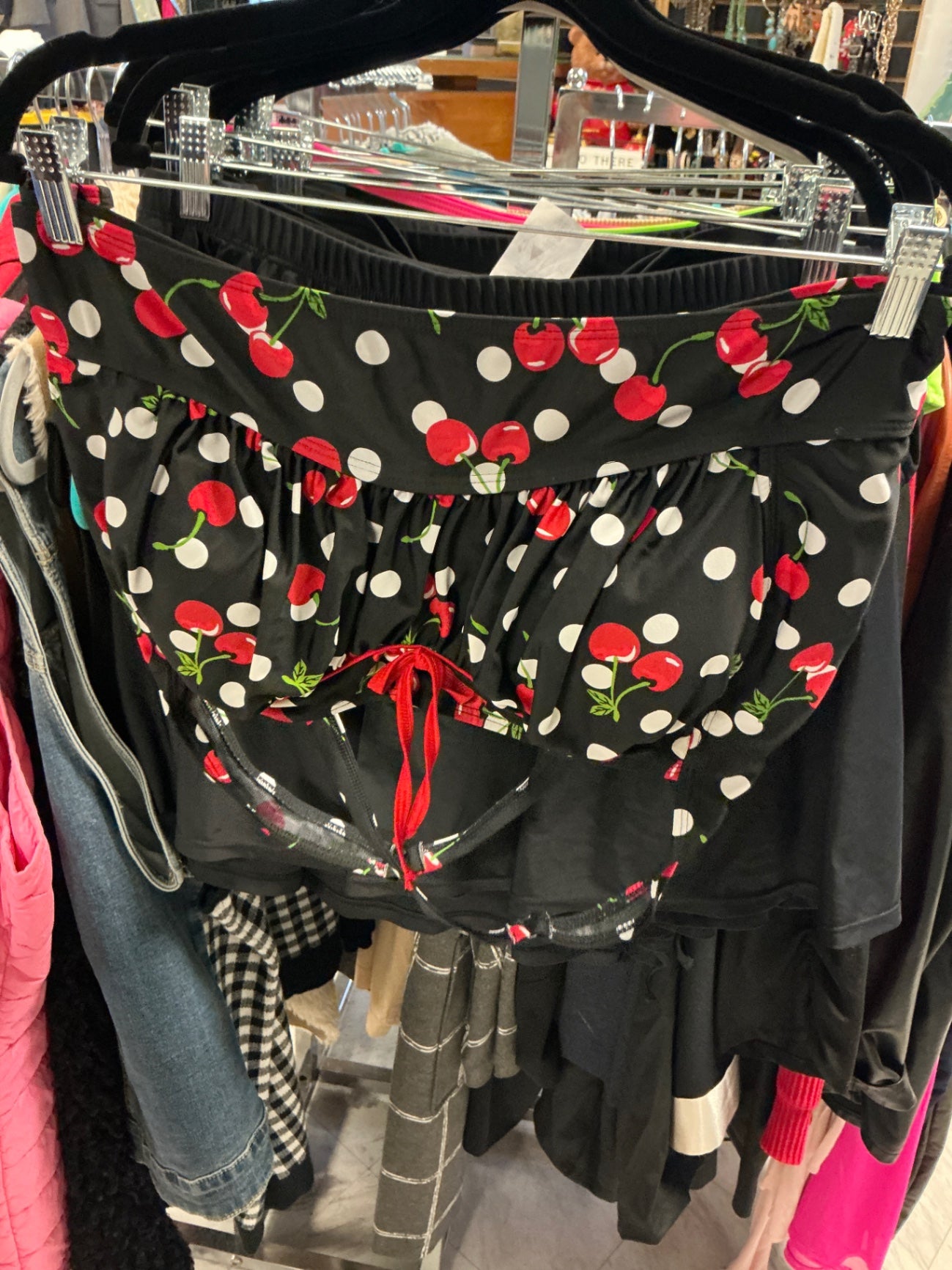 Torrid Swim Top 3 Black with Red and White