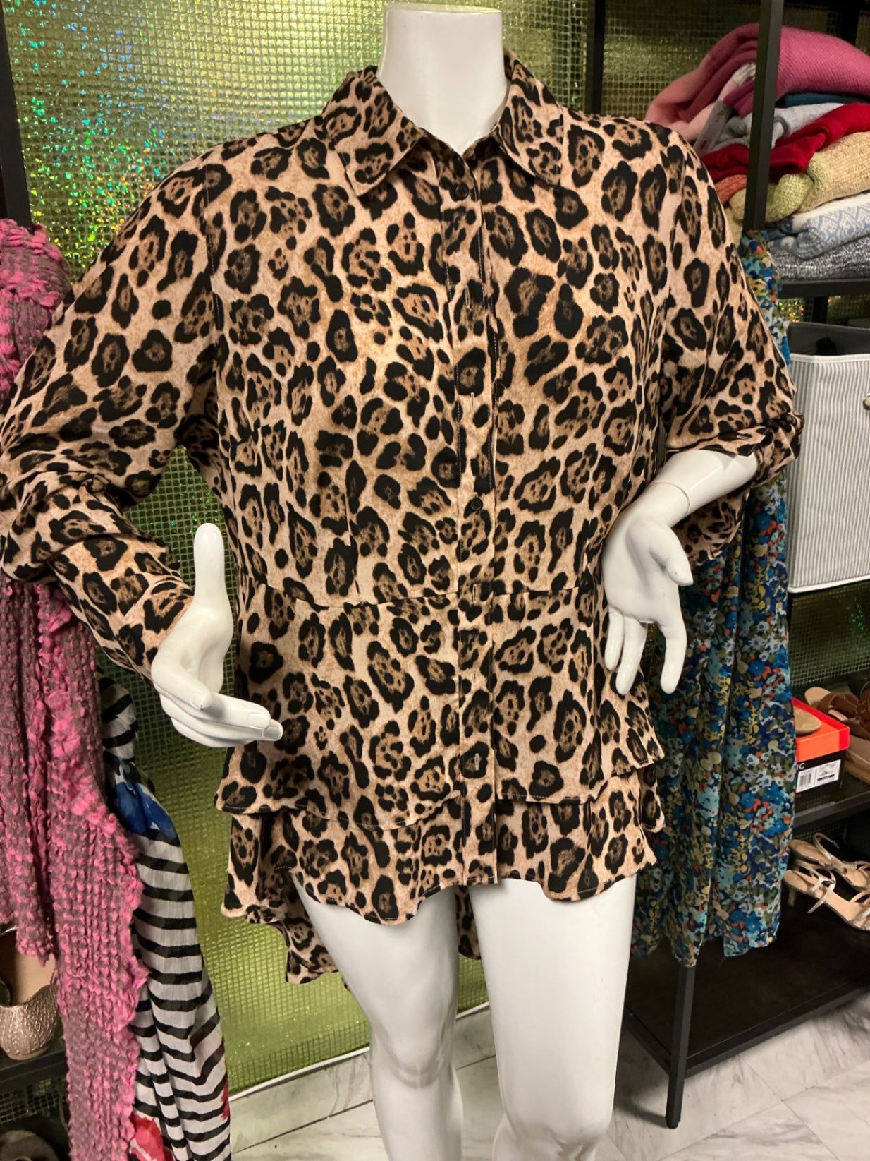 Lane Bryant Hi-Lo Blouse - Leopard Print - 18