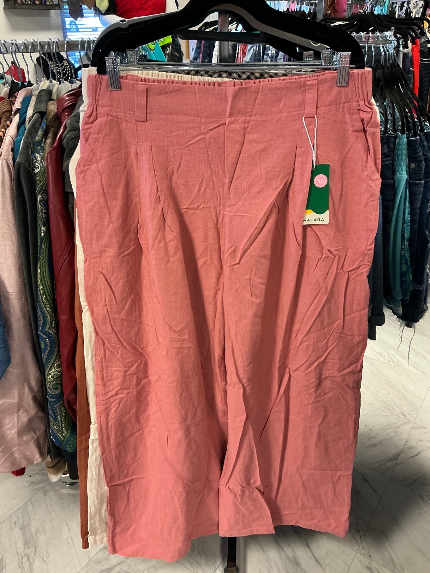 Halara Wide Leg Linen Pants - Pink - 1X NWT