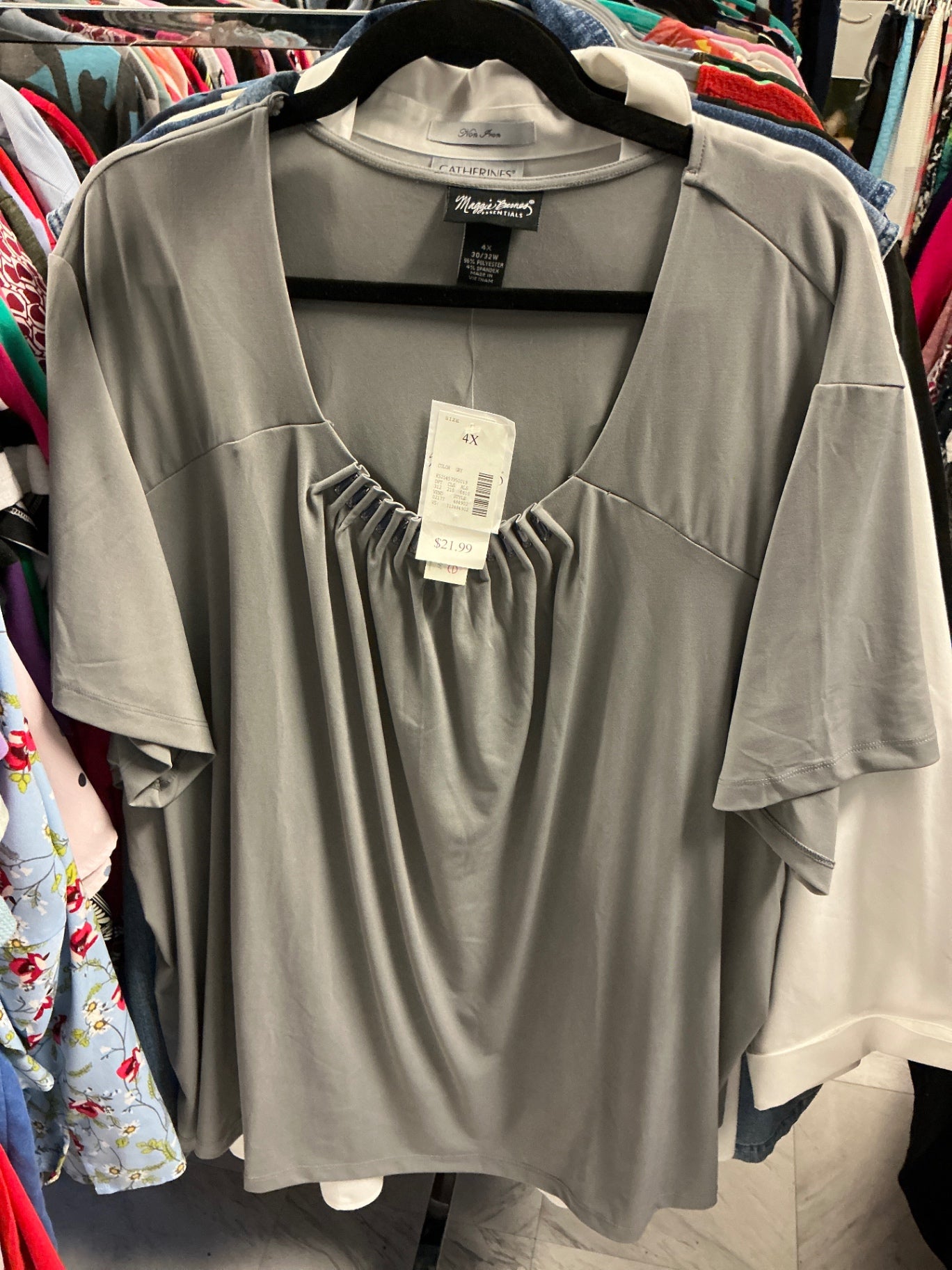 Maggie Barnes Blouse - Gray - 4X NWT