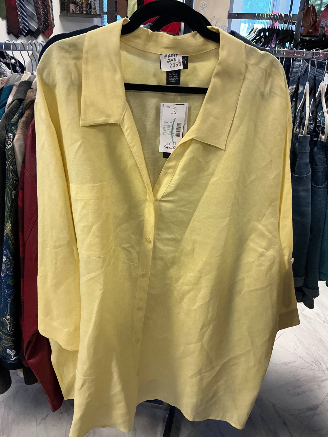 Maggie Barnes Shirt - Yellow - 5X NWT