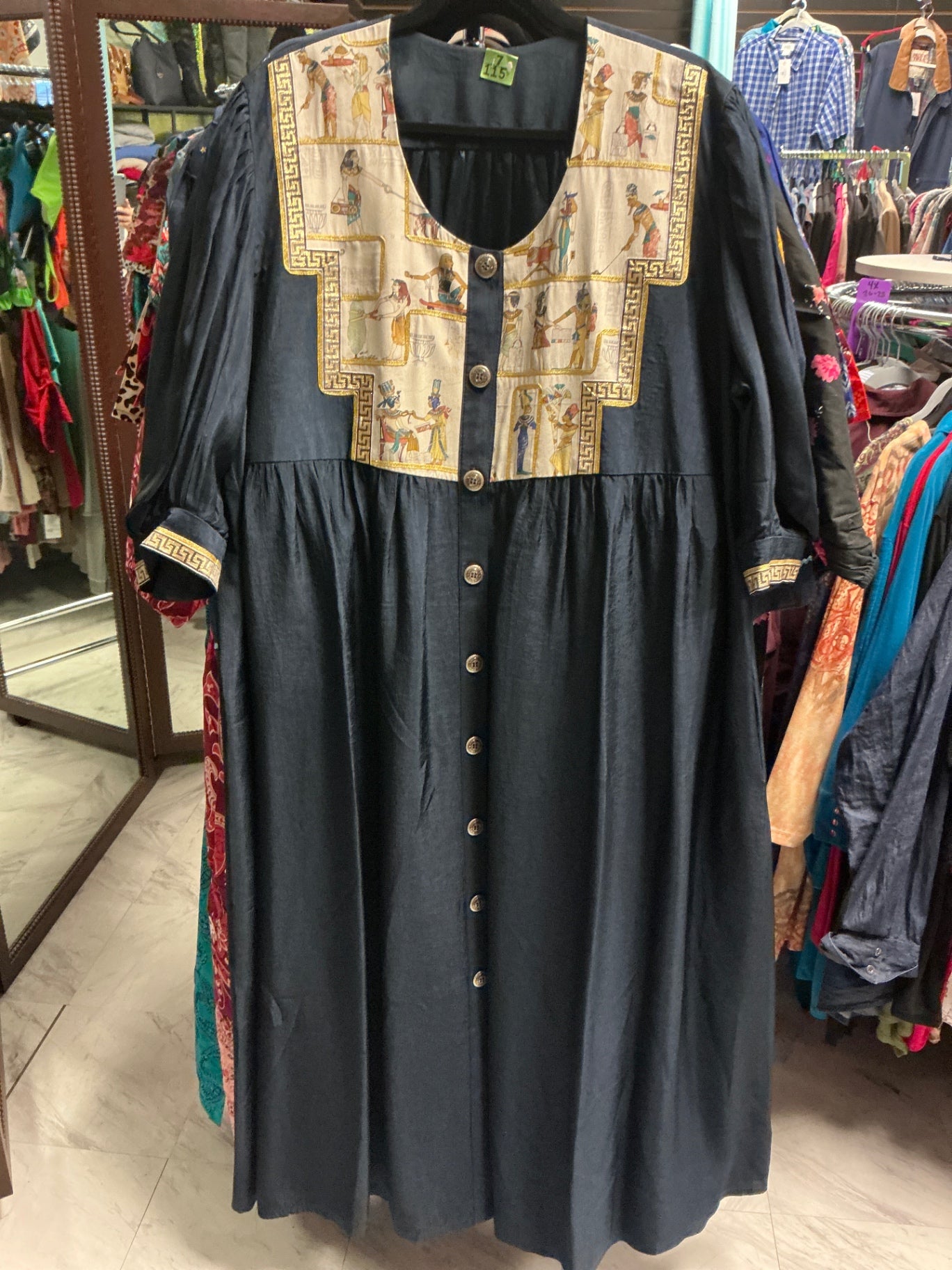 Custom Made Denim Dress - Navy blue - 5-6X