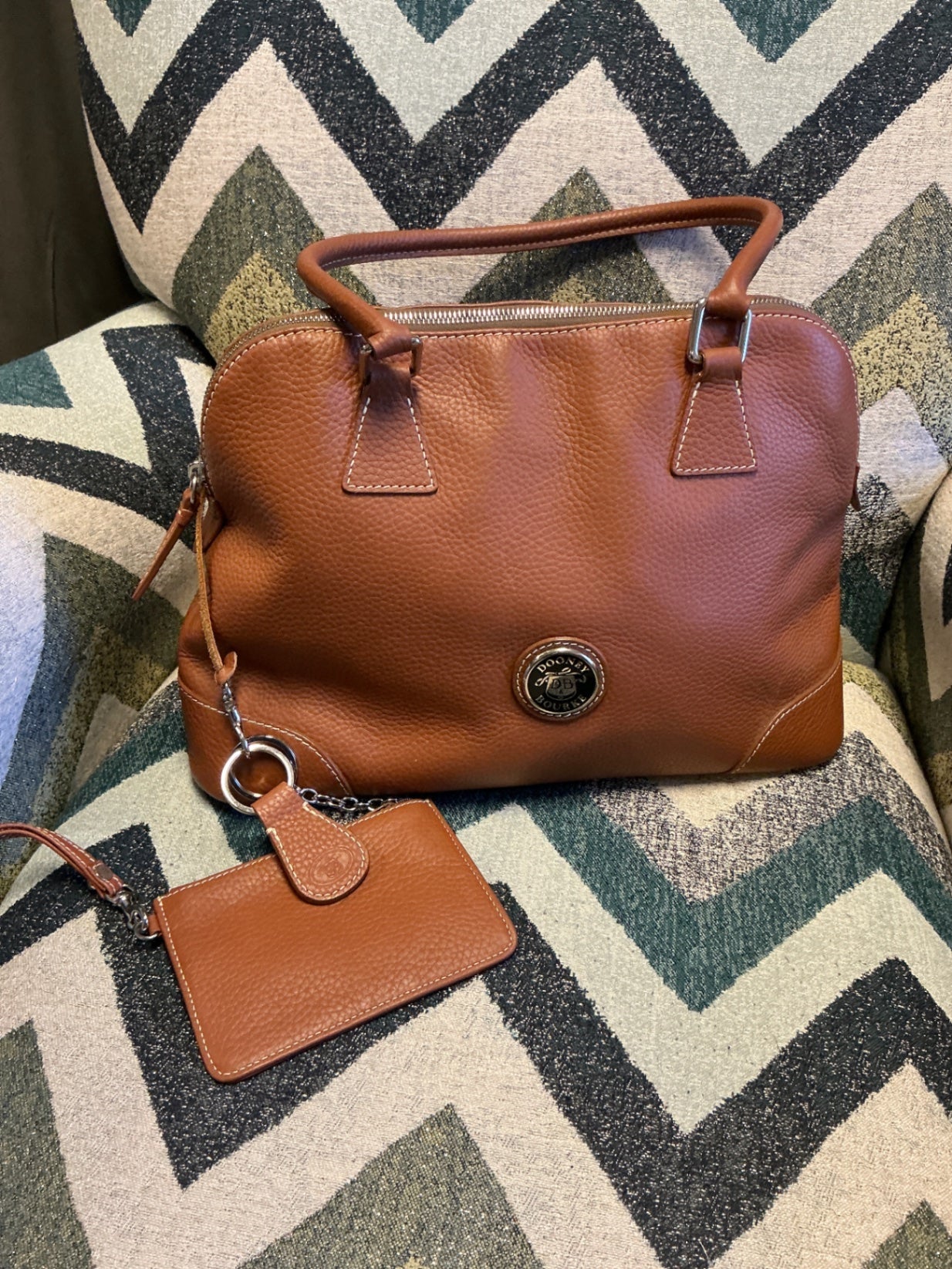 Dooney & Bourke Handbag w/ Keychain, Coin Purse - Brown -