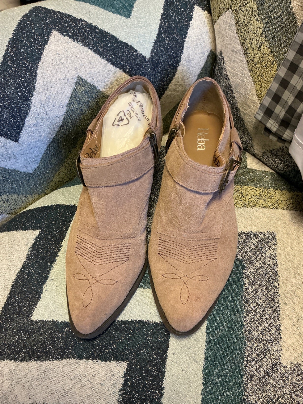 Reba McEntire Suede Ankle Boots - Beige - 9
