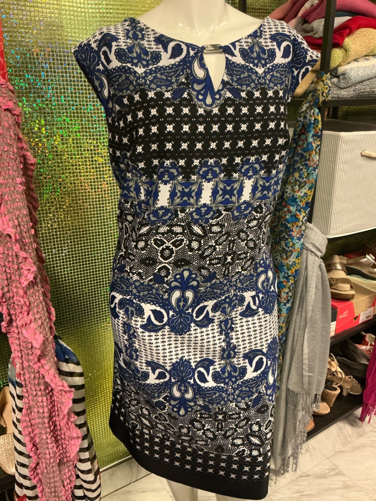 ILE New York Dress - Black, White, and Blue - 22W