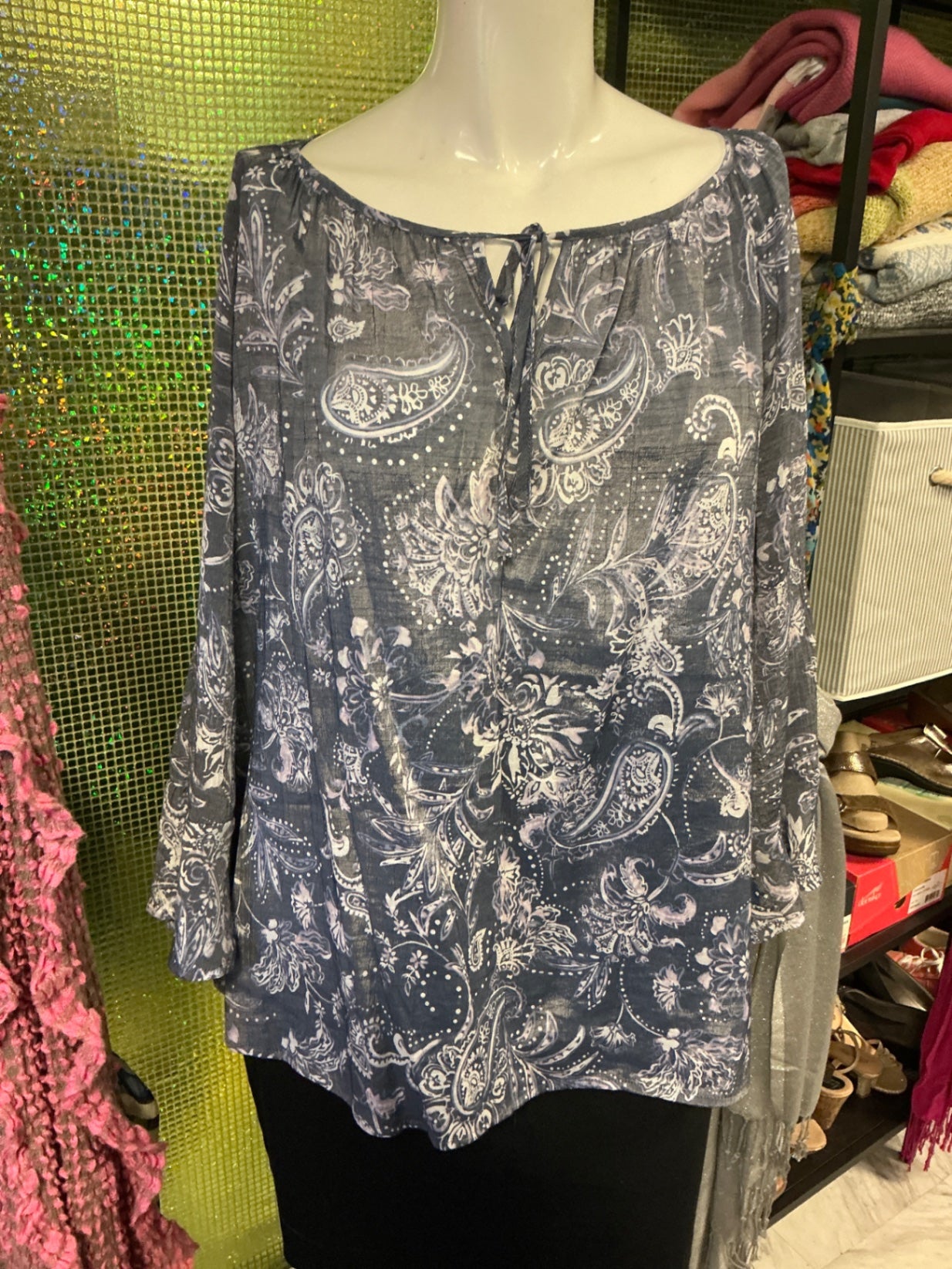 Fred David Blouse - Grey and white - 3X