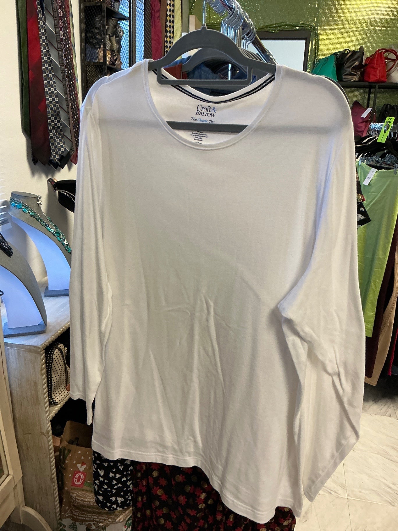 Croft & Barrow Long Sleeve T-Shirt - White - 3X