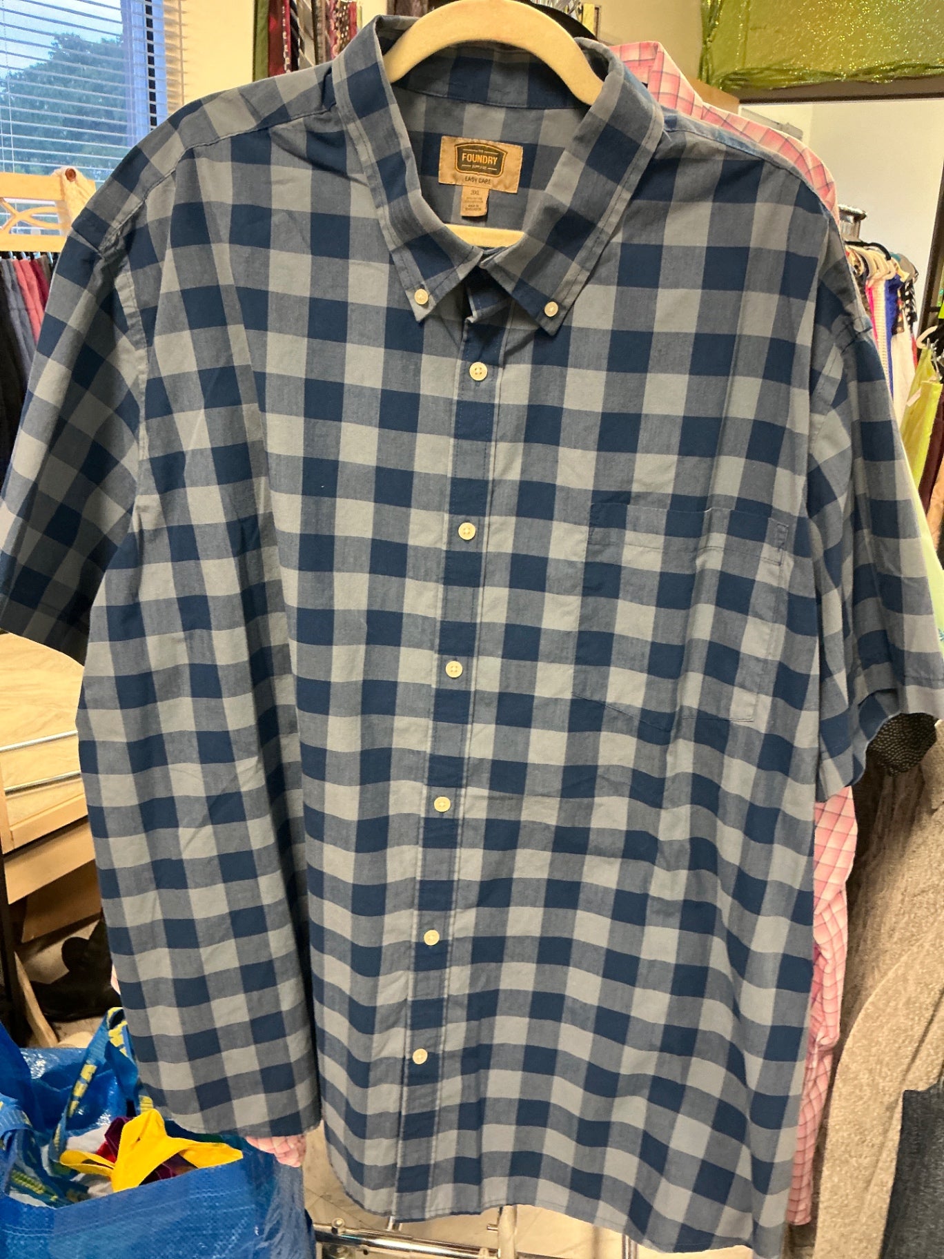 Foundry Button-up Shirt - Blue and Gray - 3XL