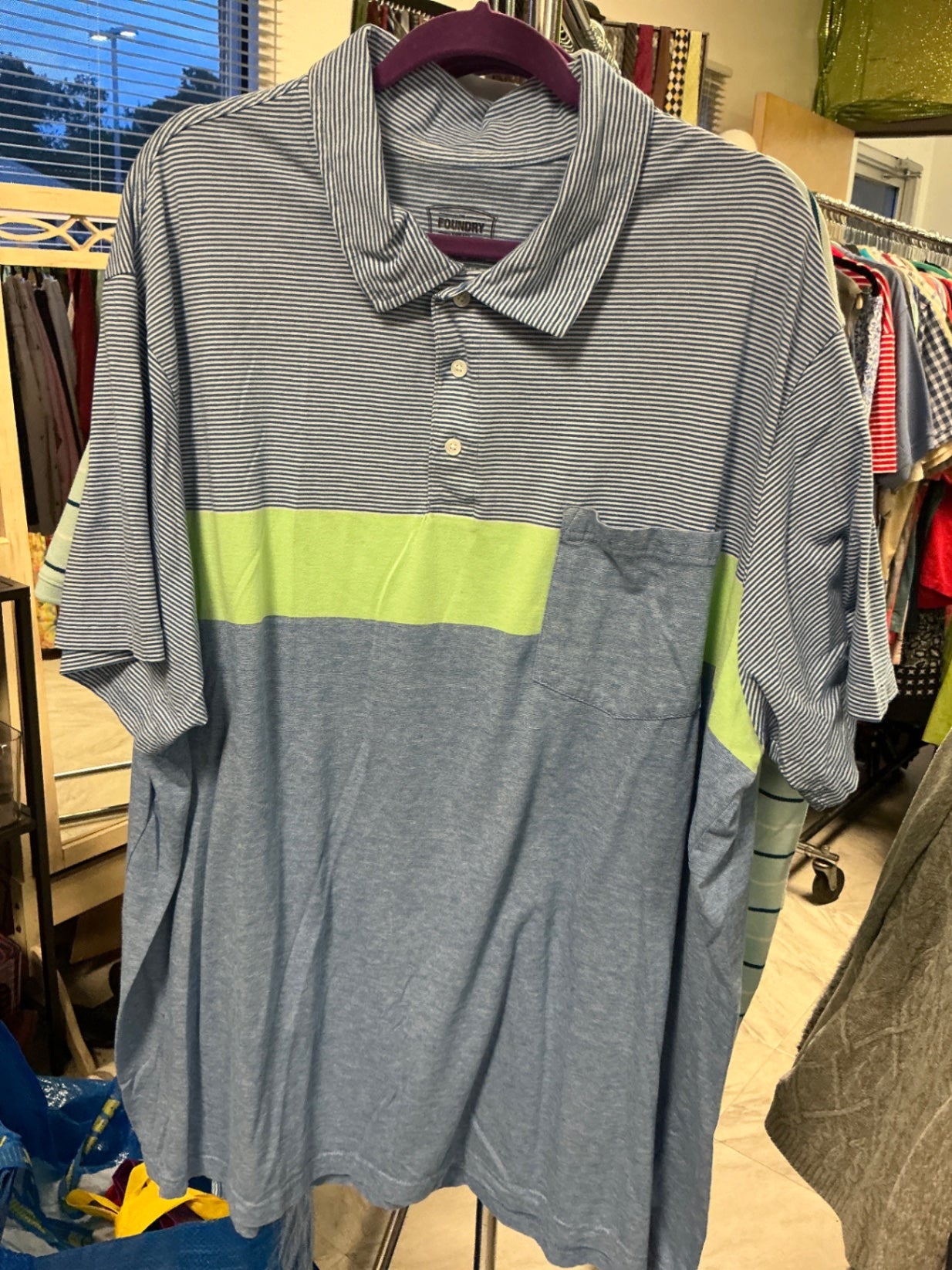 Foundry Polo Shirt - Gray, Blue, Neon Green - 4XL