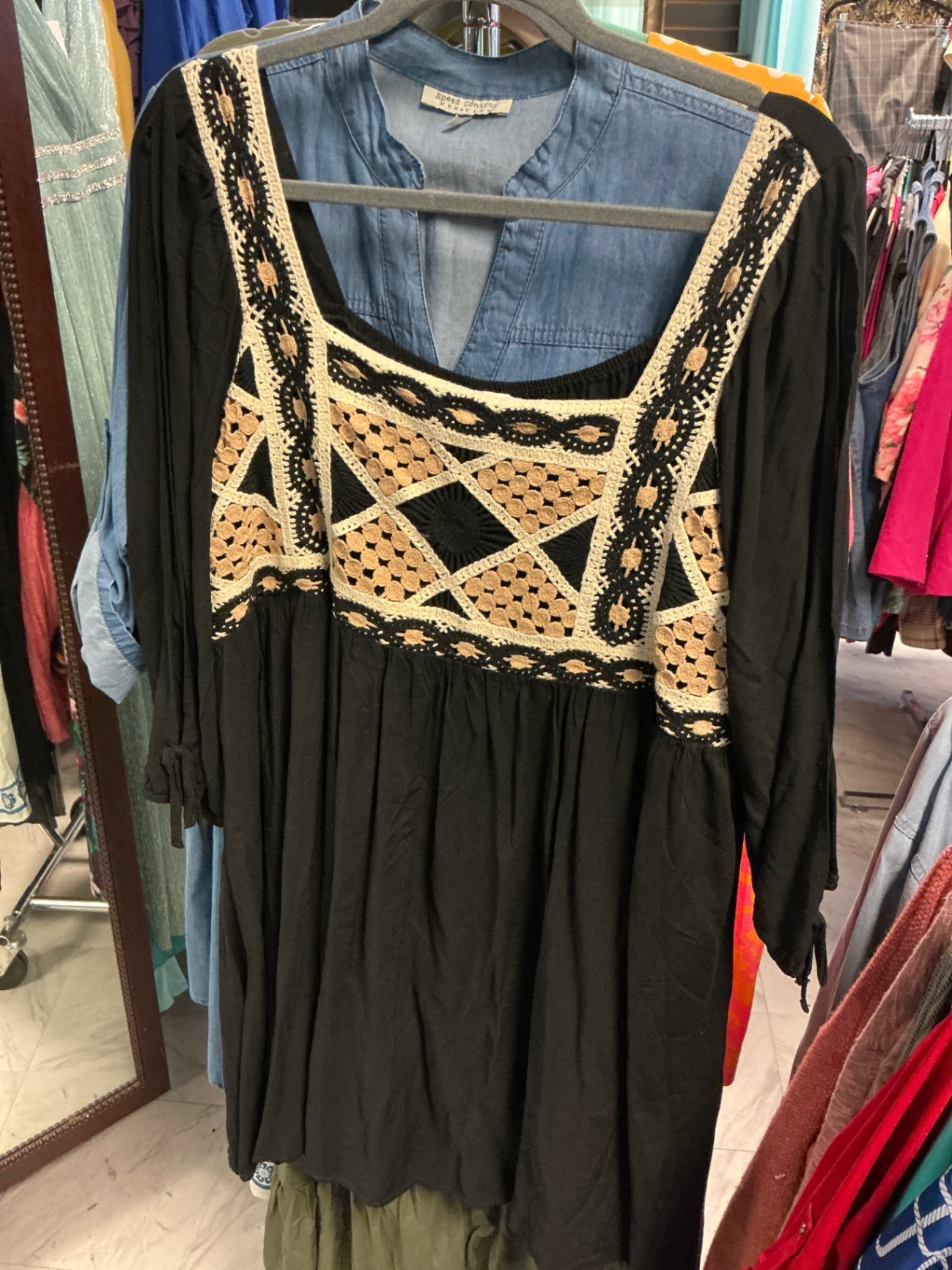 Dress - Black, Cream -