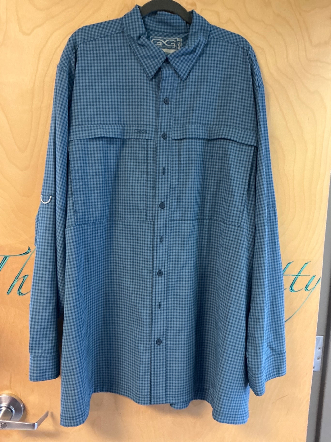 GameGuard Long Sleeve Button Up Shirt - Blue and grey checkered - 5X