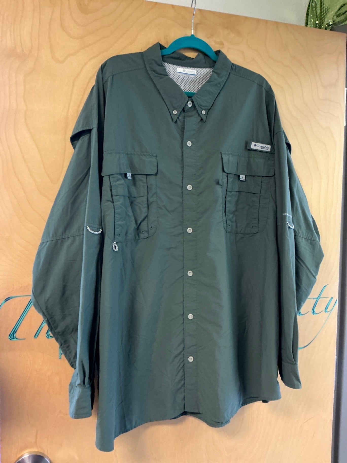Columbia Long Sleeve Button Up Shirt - Forest Green - 5X
