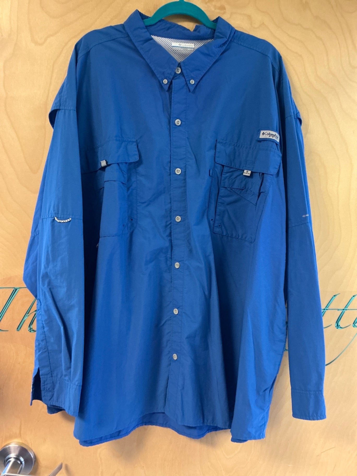 Columbia Long Sleeve Button Up Shirt - Blue - 5X