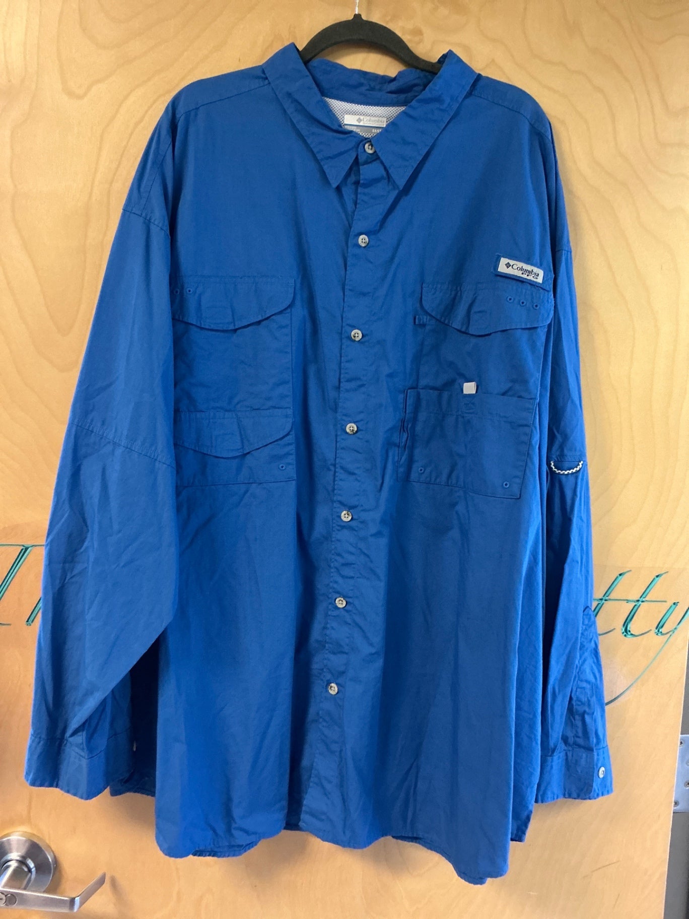 Columbia Long Sleeve Button Up Shirt - Blue - 5X