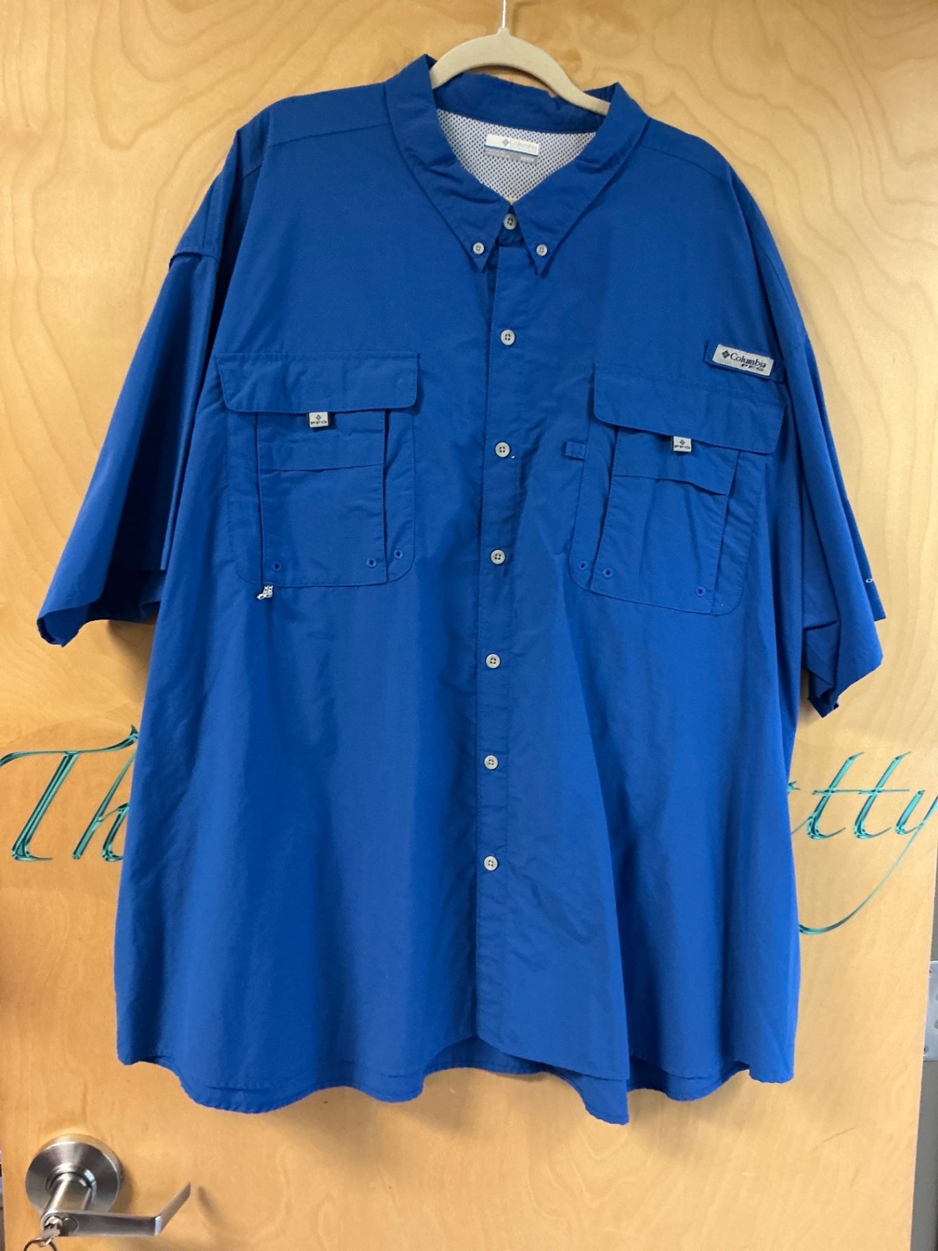 Columbia Short Sleeve Button-Up Shirt - Blue - 5X
