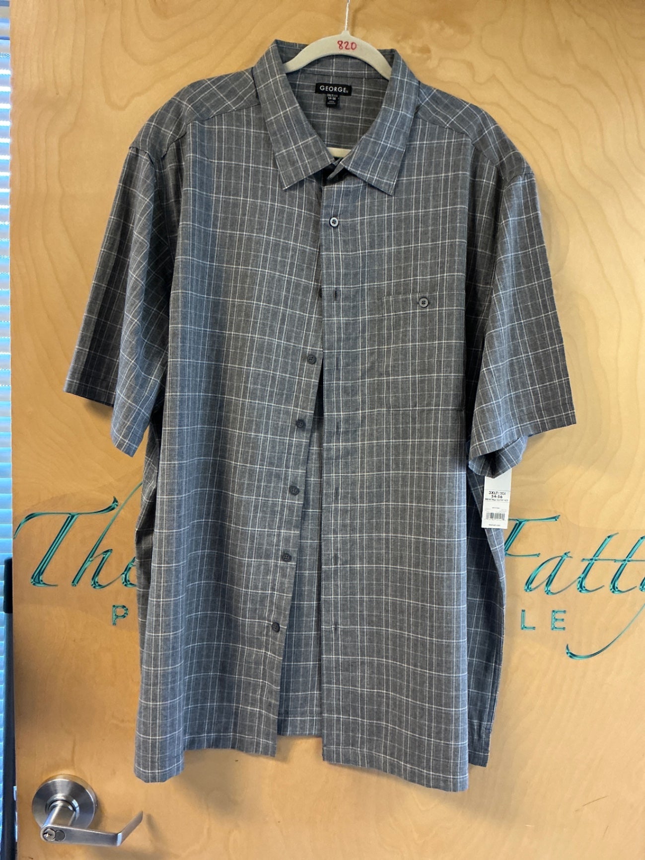 George Short Sleeve Button-Up Shirt - Gray - 3XLT NWT